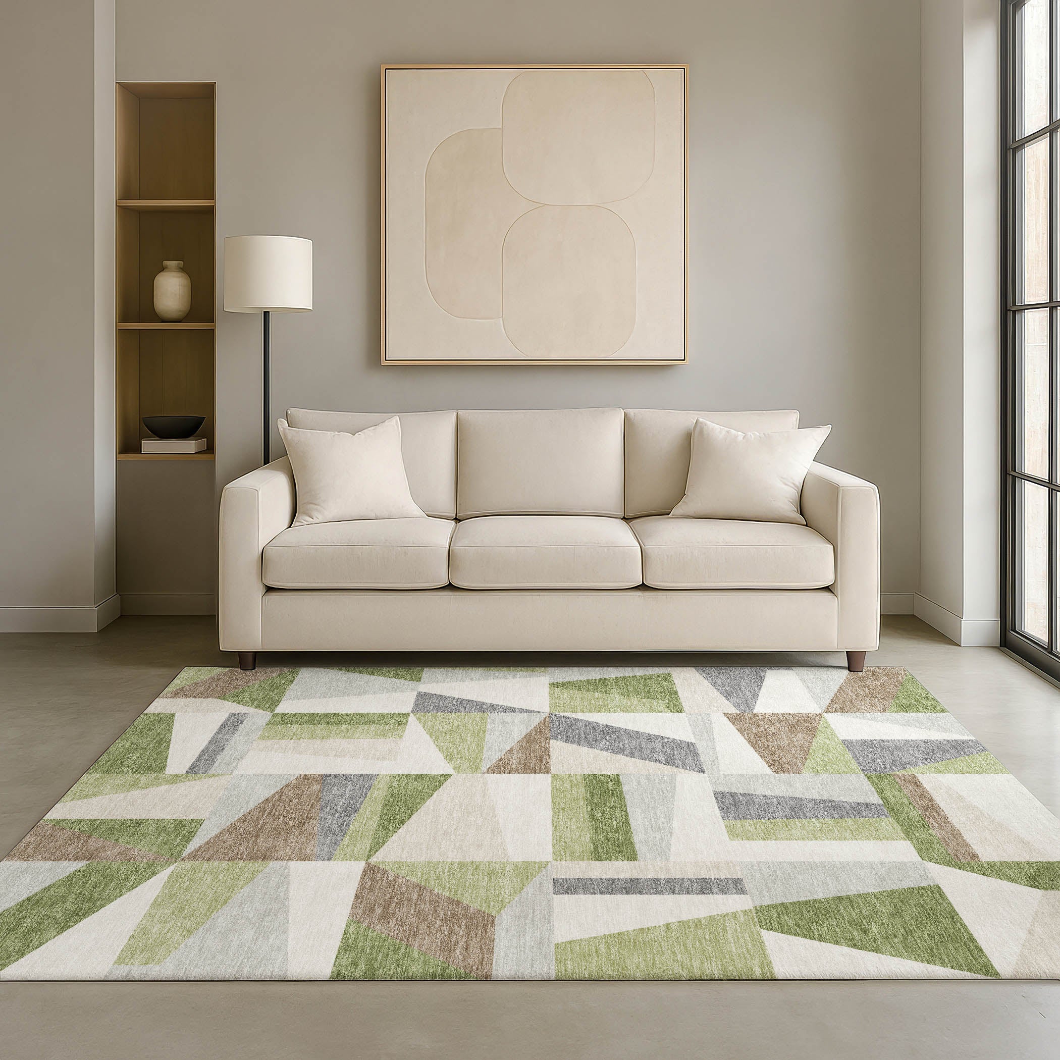 Marrakech Machine Washable Transitional Aloe Green Rug 3' x 5' #shape_Rectangle