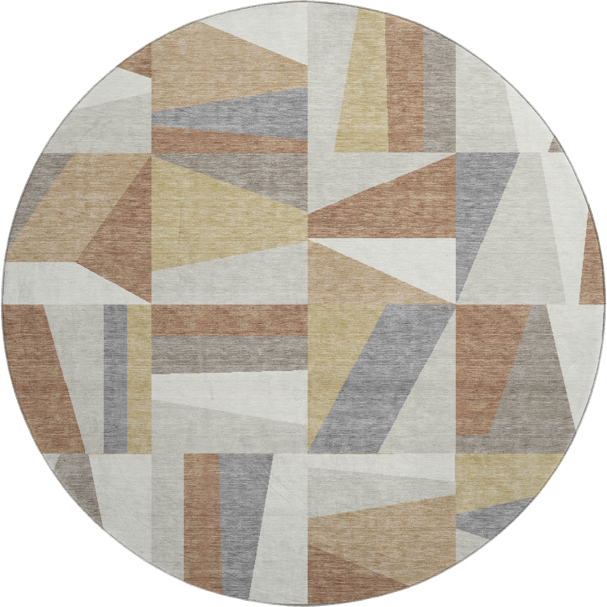 Marrakech Machine Washable Transitional Beige Brown Rug 8' x 8' #shape_Round