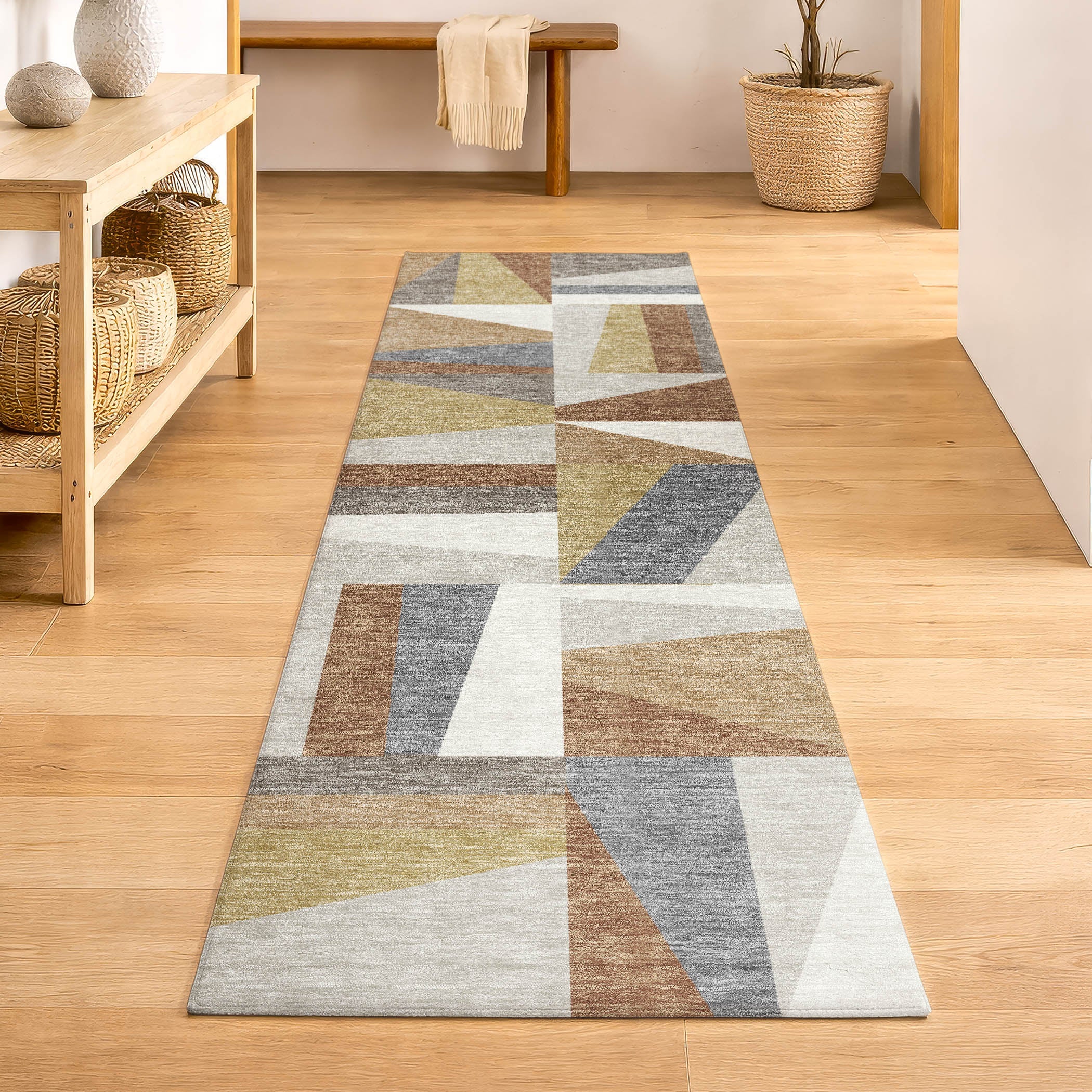 Marrakech Machine Washable Transitional Beige Brown Rug 2'3" x 7'6" #shape_Runner