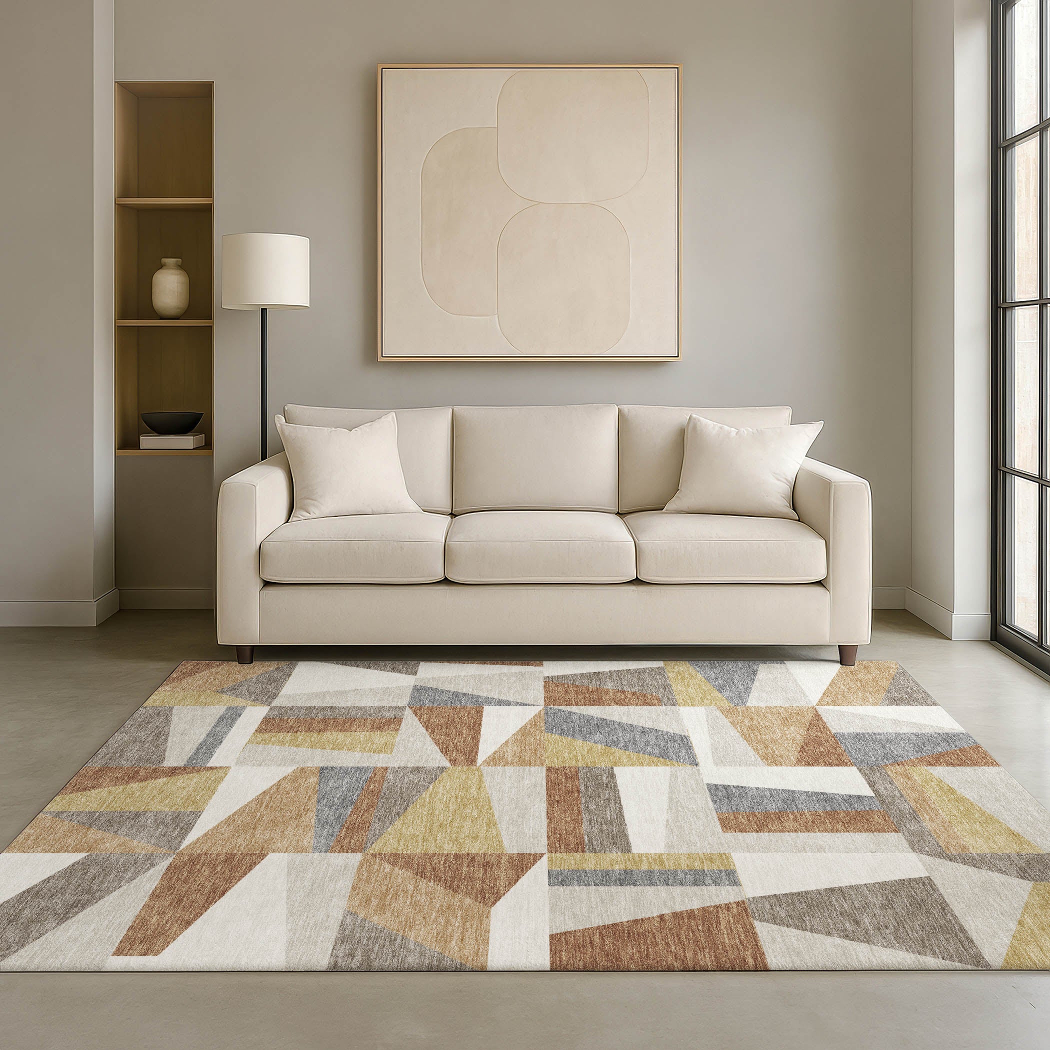 Marrakech Machine Washable Transitional Beige Brown Rug 3' x 5' #shape_Rectangle