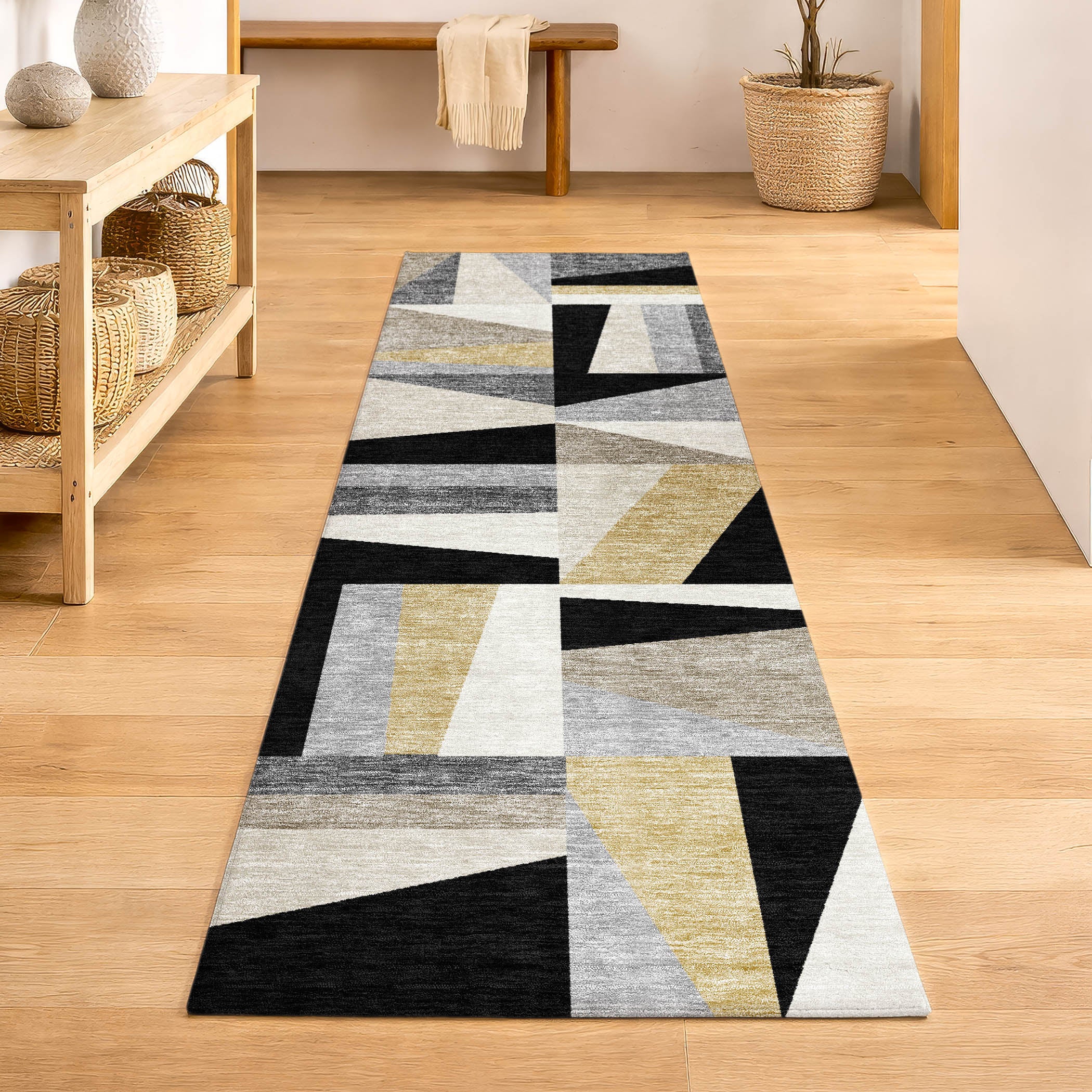 Marrakech Machine Washable Transitional Black Rug 2'3" x 7'6" #shape_Runner