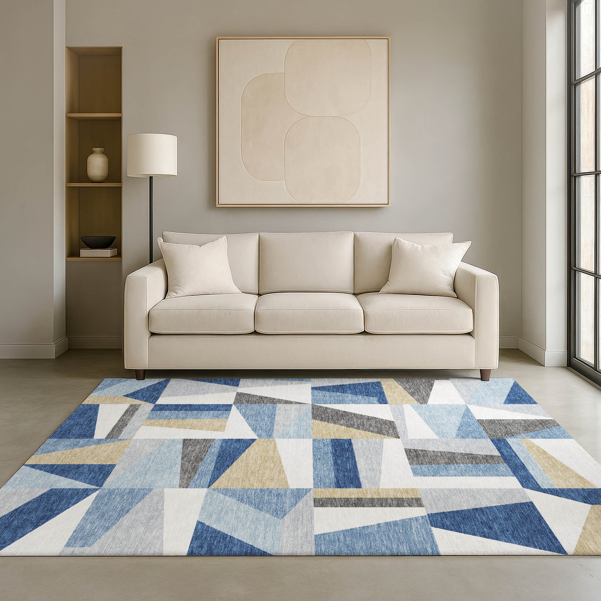 Marrakech Machine Washable Transitional Blue Rug 3' x 5' #shape_Rectangle