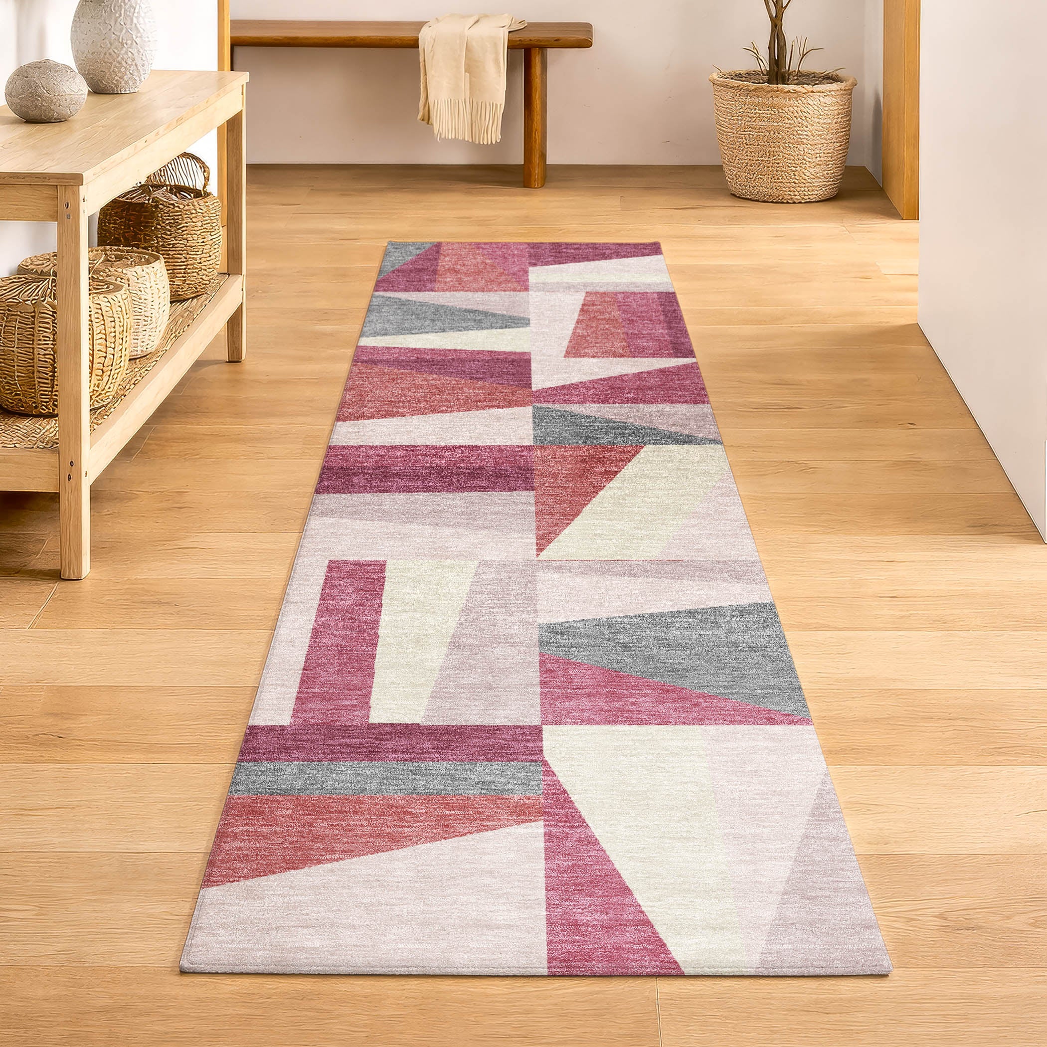 Marrakech Machine Washable Transitional Blush Pink Rug 2'3" x 7'6" #shape_Runner