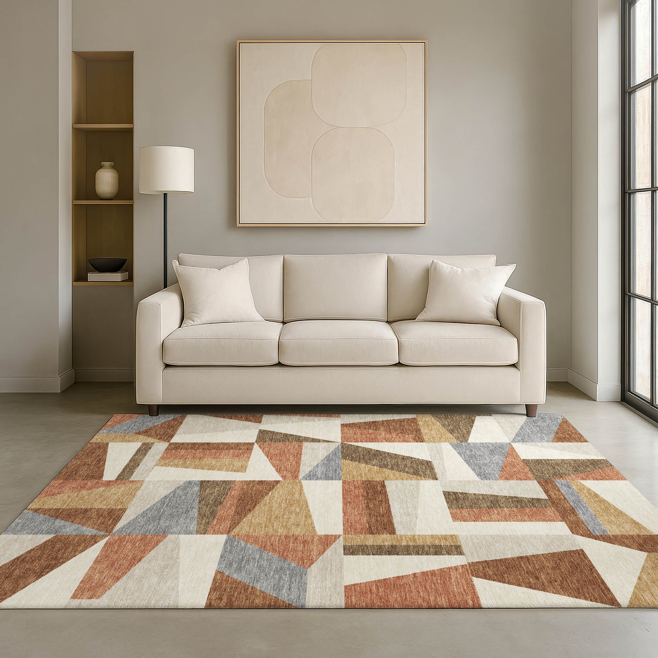 Marrakech Machine Washable Transitional Paprika Orange Rug 3' x 5' #shape_Rectangle
