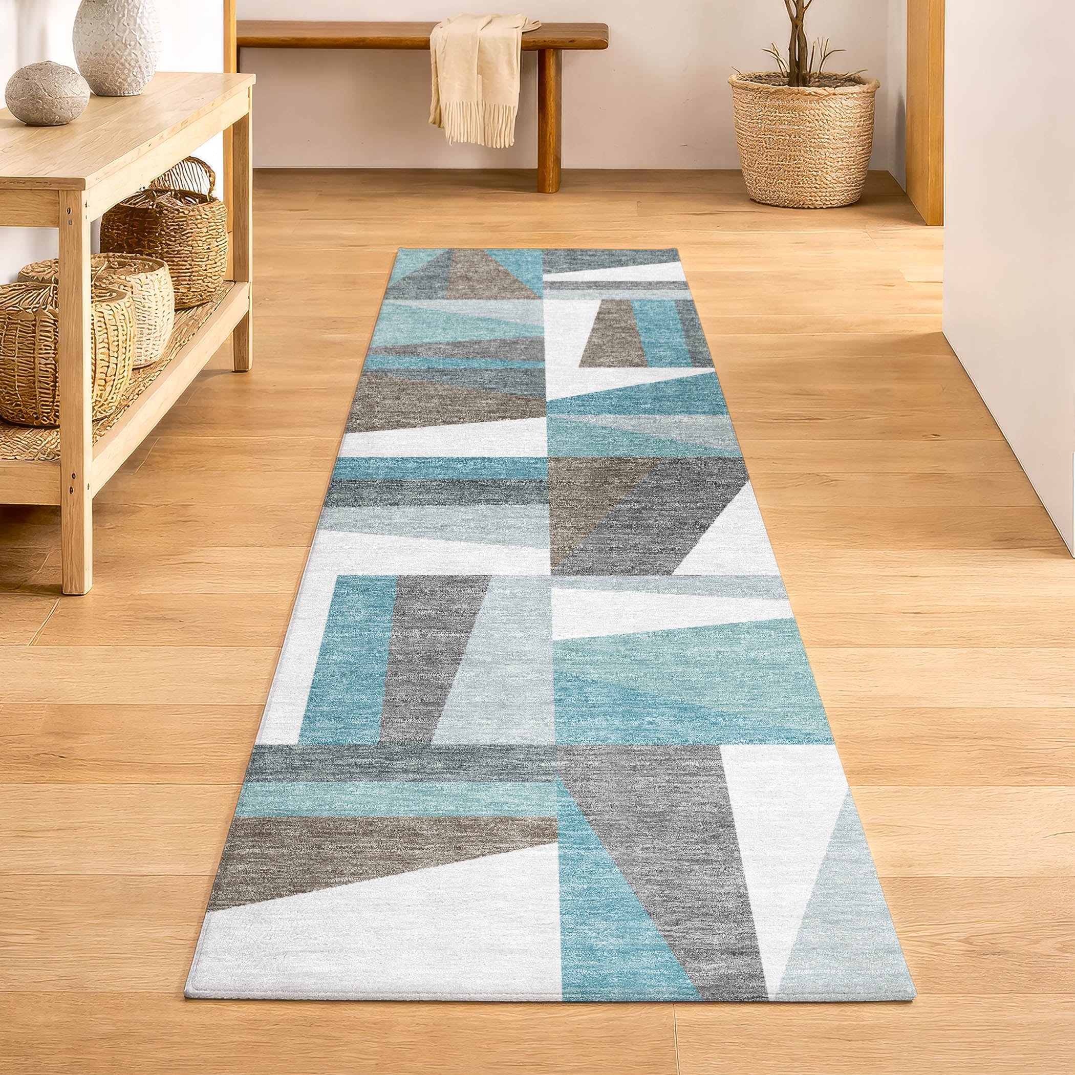 Marrakech Machine Washable Transitional Teal Rug 2'3" x 7'6" #shape_Runner