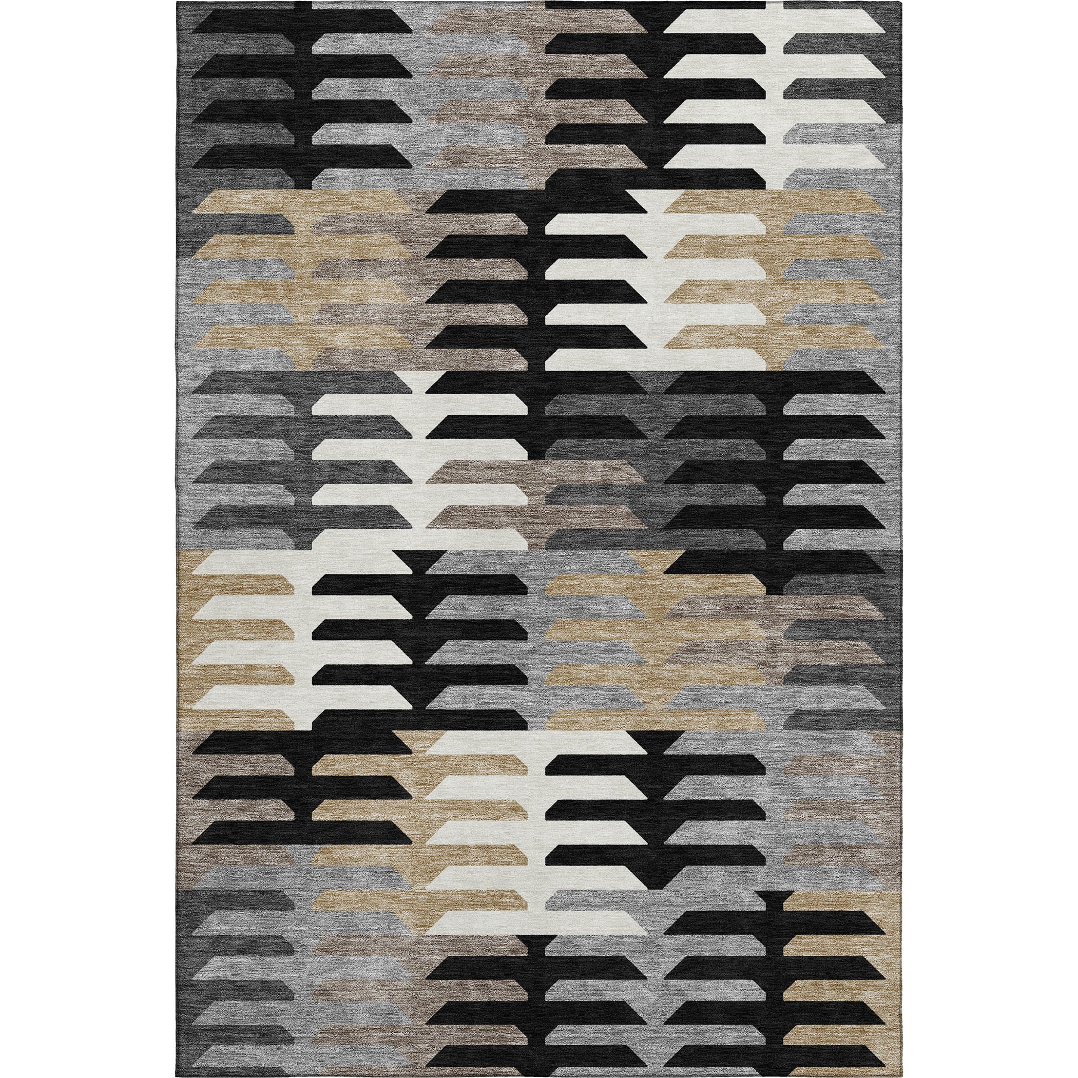 Lisbon Machine Washable Transitional Black Rug 3' x 5' #shape_Rectangle
