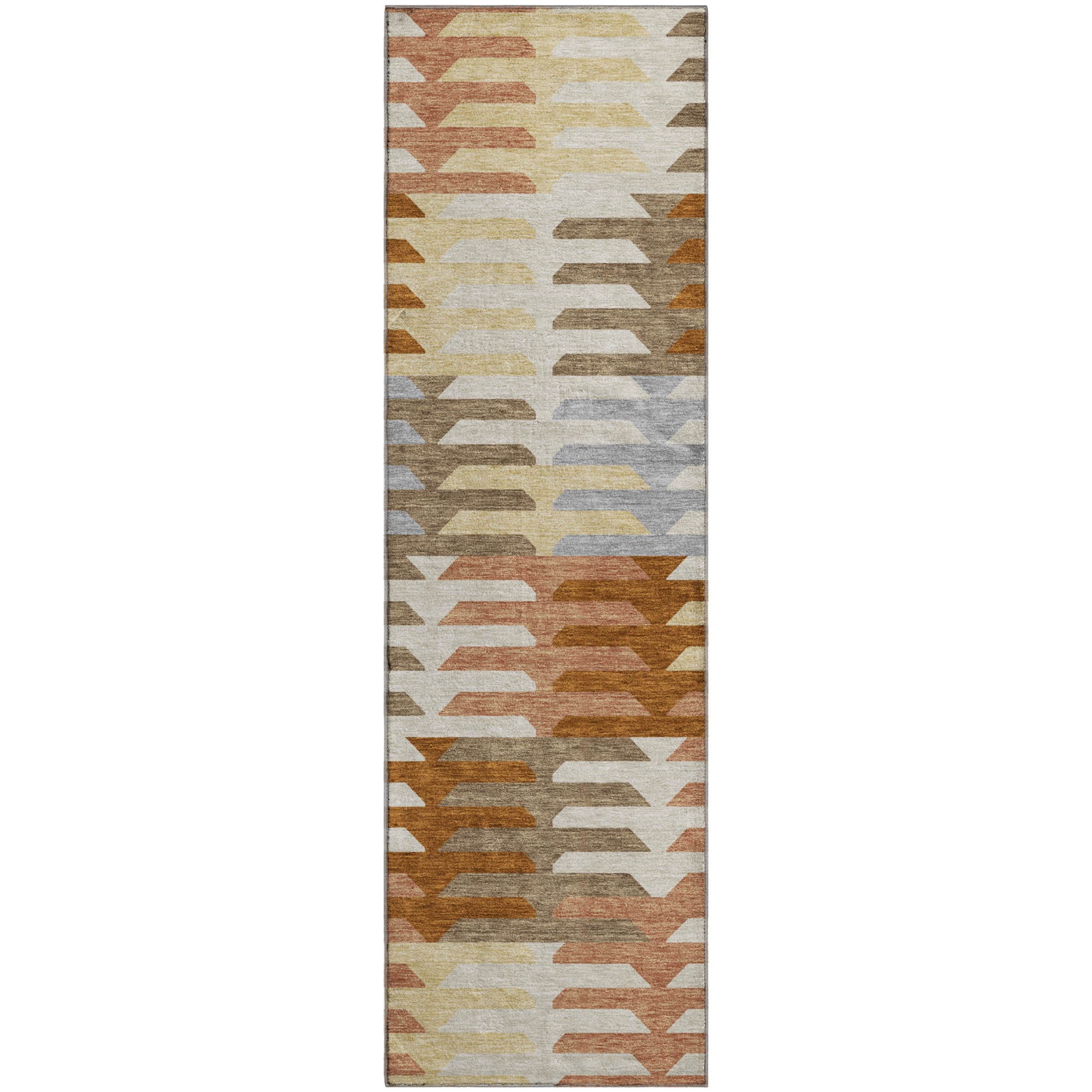 Lisbon Machine Washable Transitional Copper Orange Rug 2'3" x 7'6" #shape_Runner