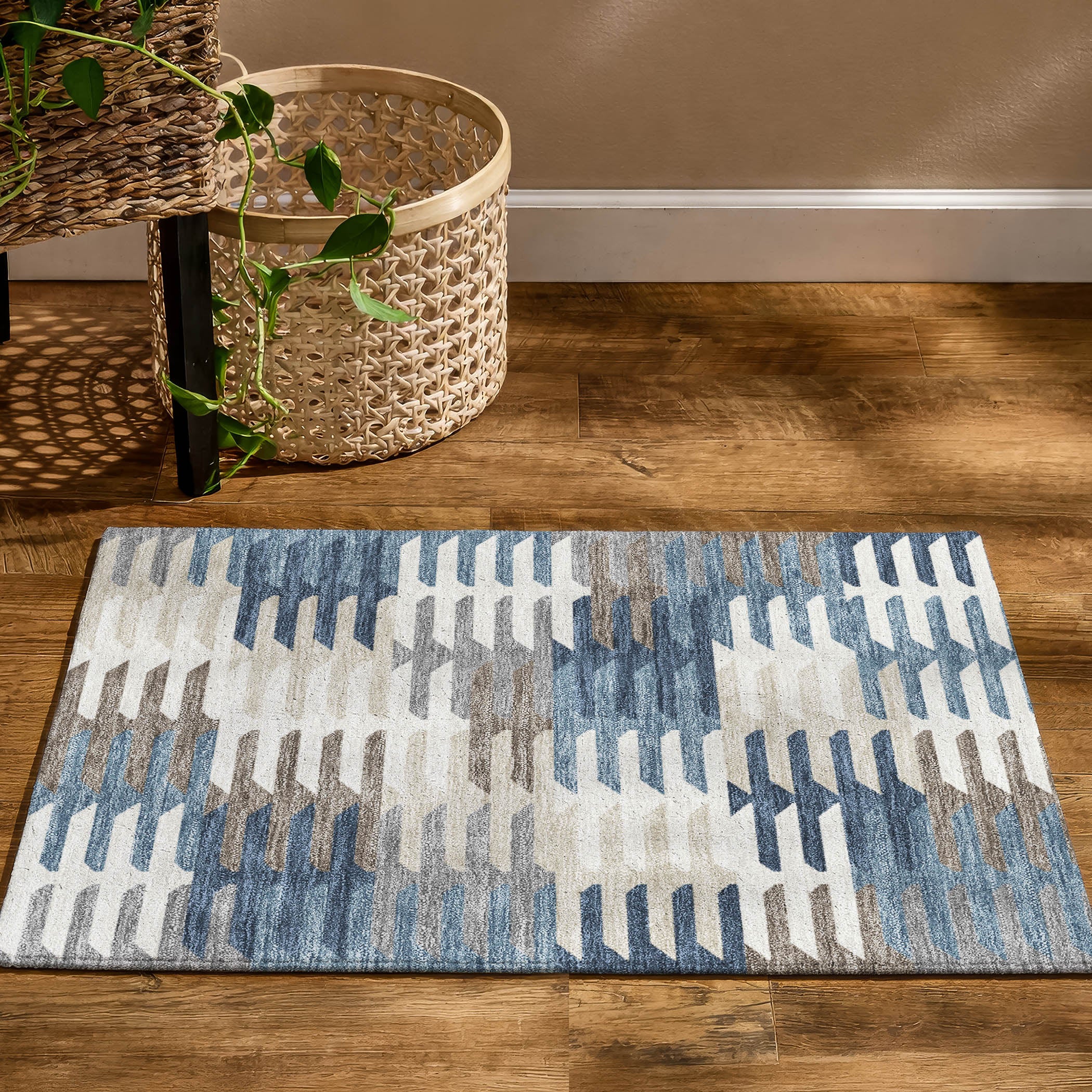Lisbon Machine Washable Transitional Denim Blue Rug 1'8" x 2'6" #shape_Rectangle