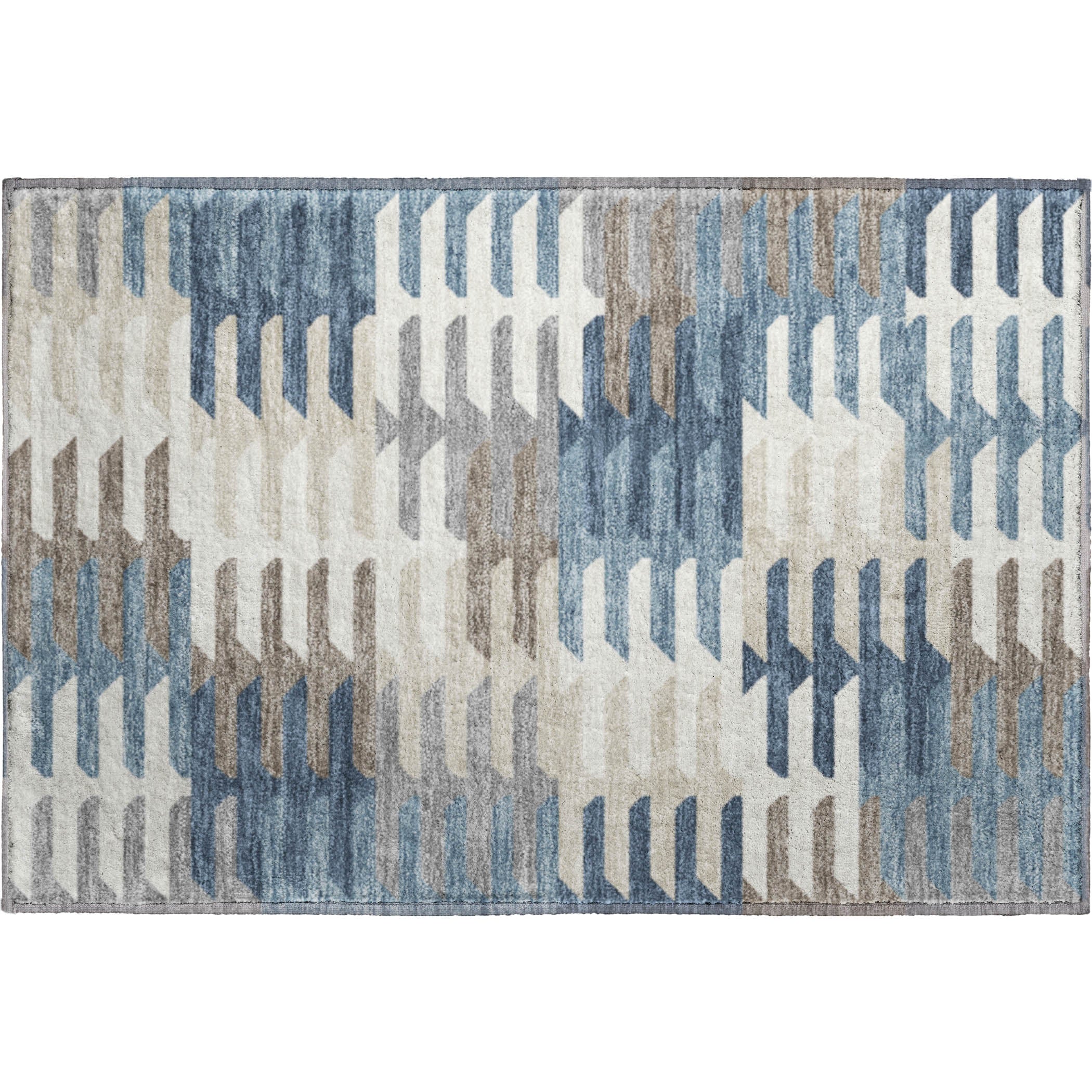 Lisbon Machine Washable Transitional Denim Blue Rug 1'8" x 2'6" #shape_Rectangle
