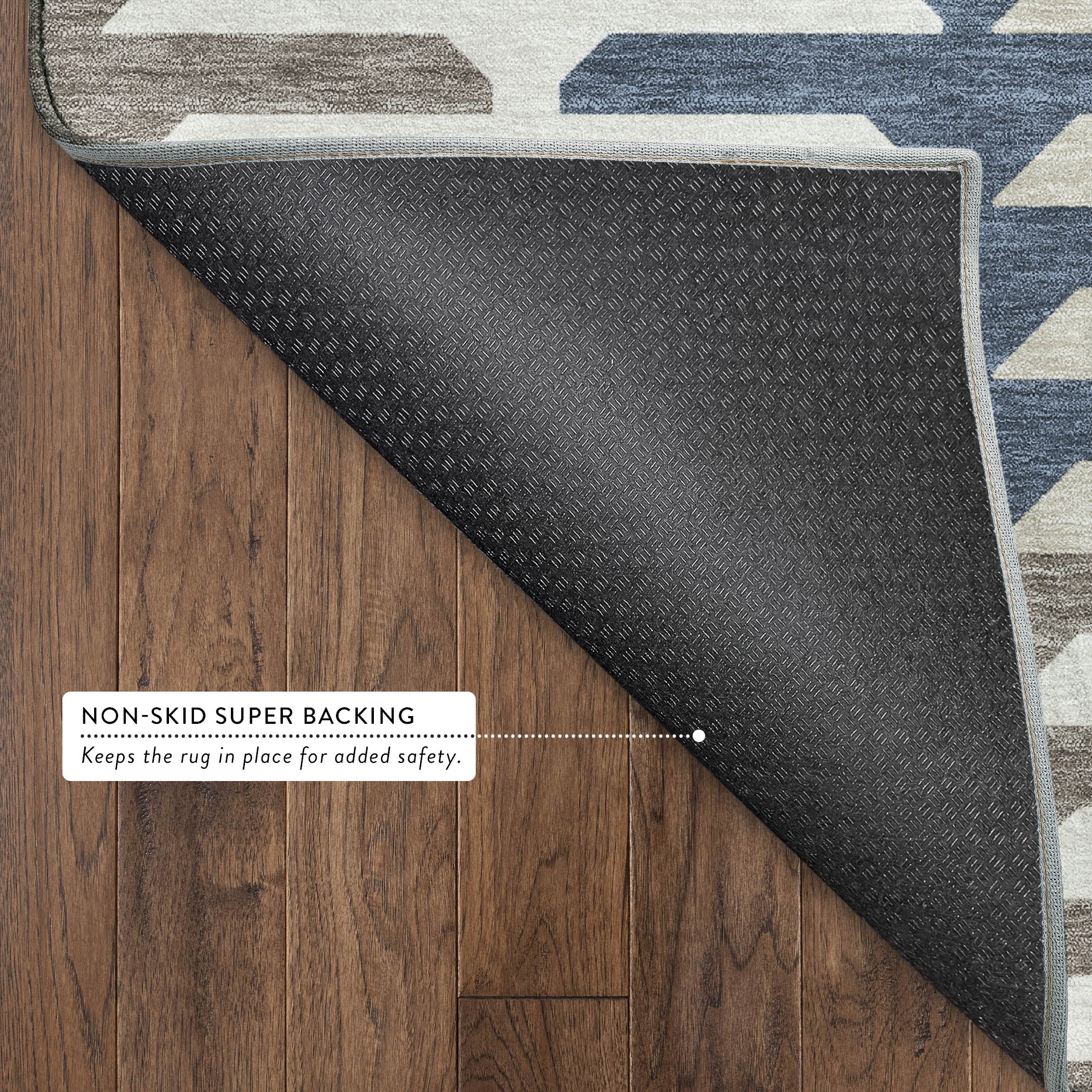Lisbon Machine Washable Transitional Denim Blue Rug 1'8" x 2'6" #shape_Rectangle