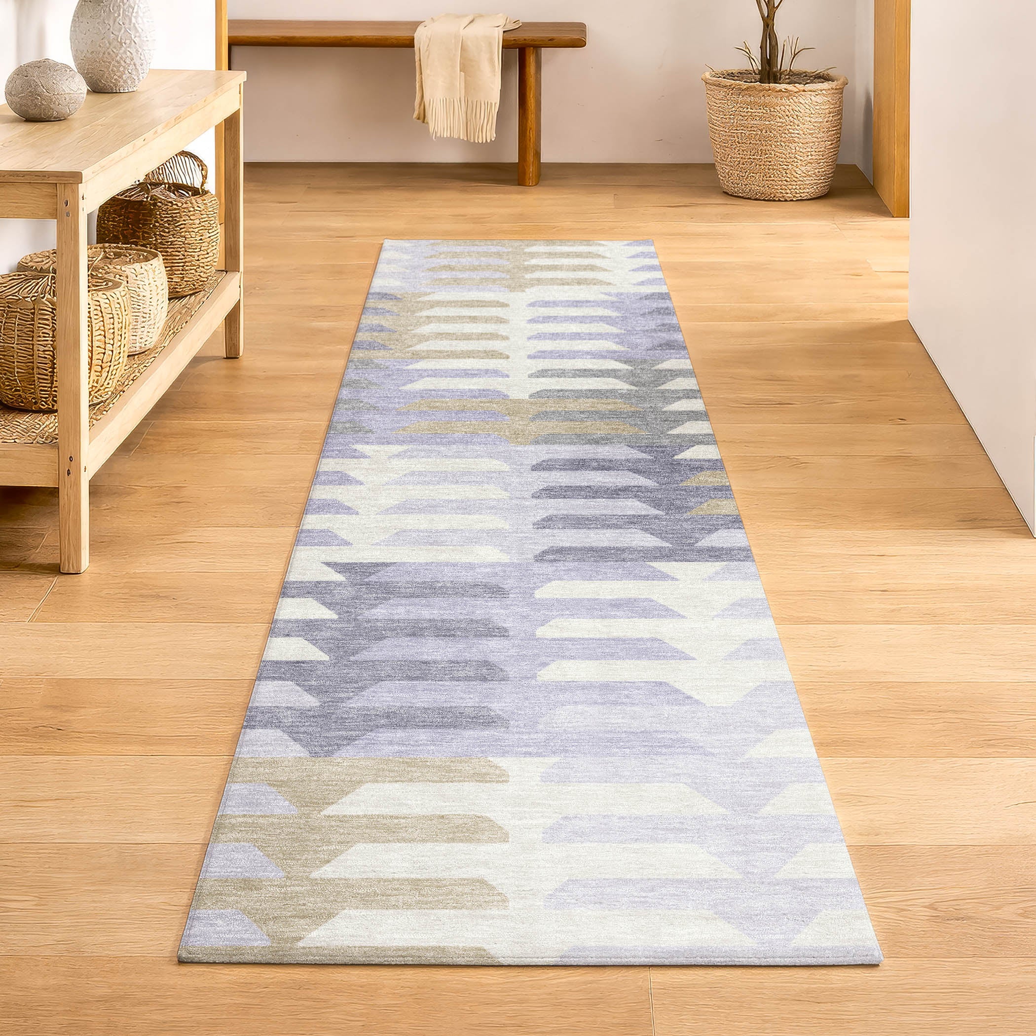 Lisbon Machine Washable Transitional Lavender Purple Rug 2'3" x 7'6" #shape_Runner