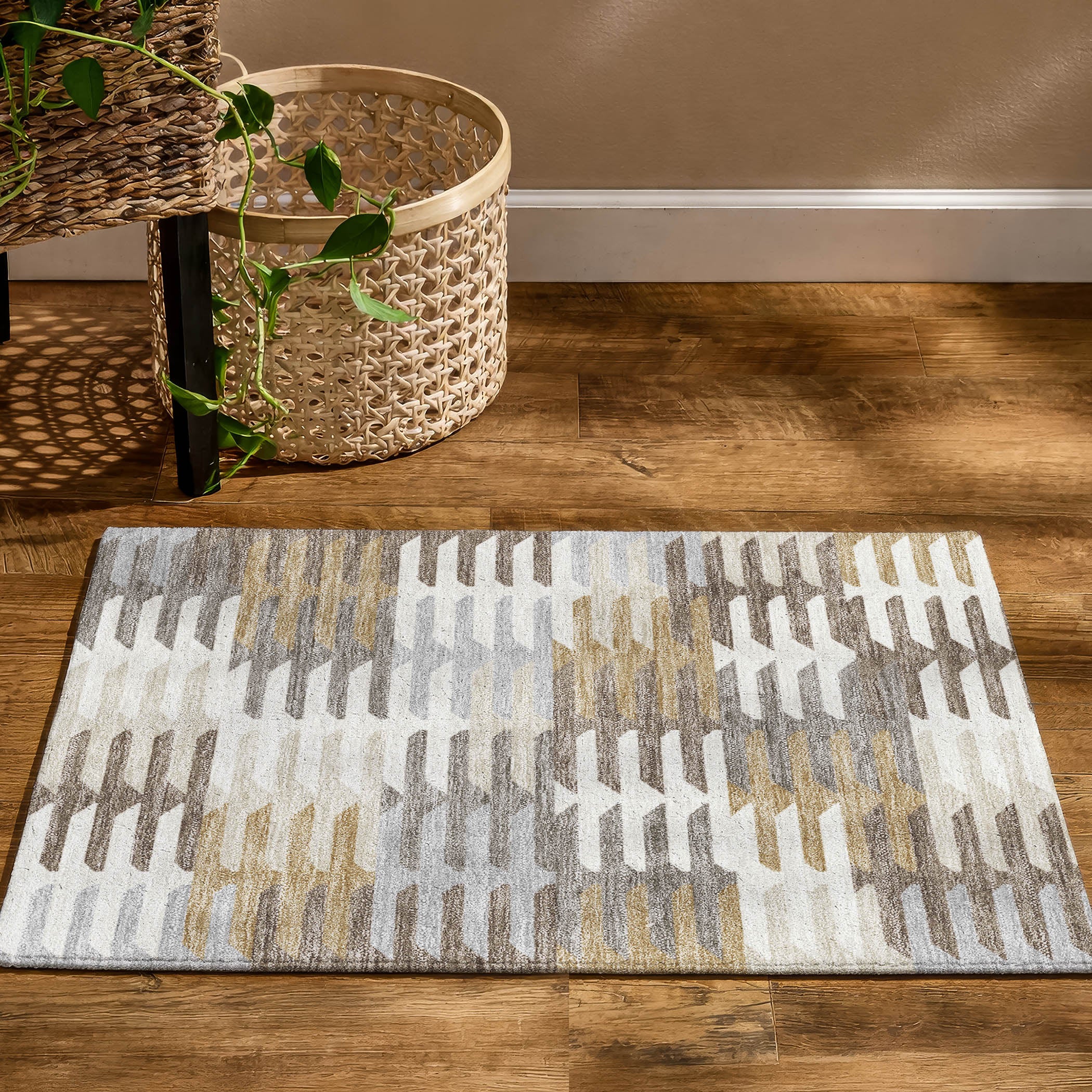 Lisbon Machine Washable Transitional Taupe Brown Rug 1'8" x 2'6" #shape_Rectangle
