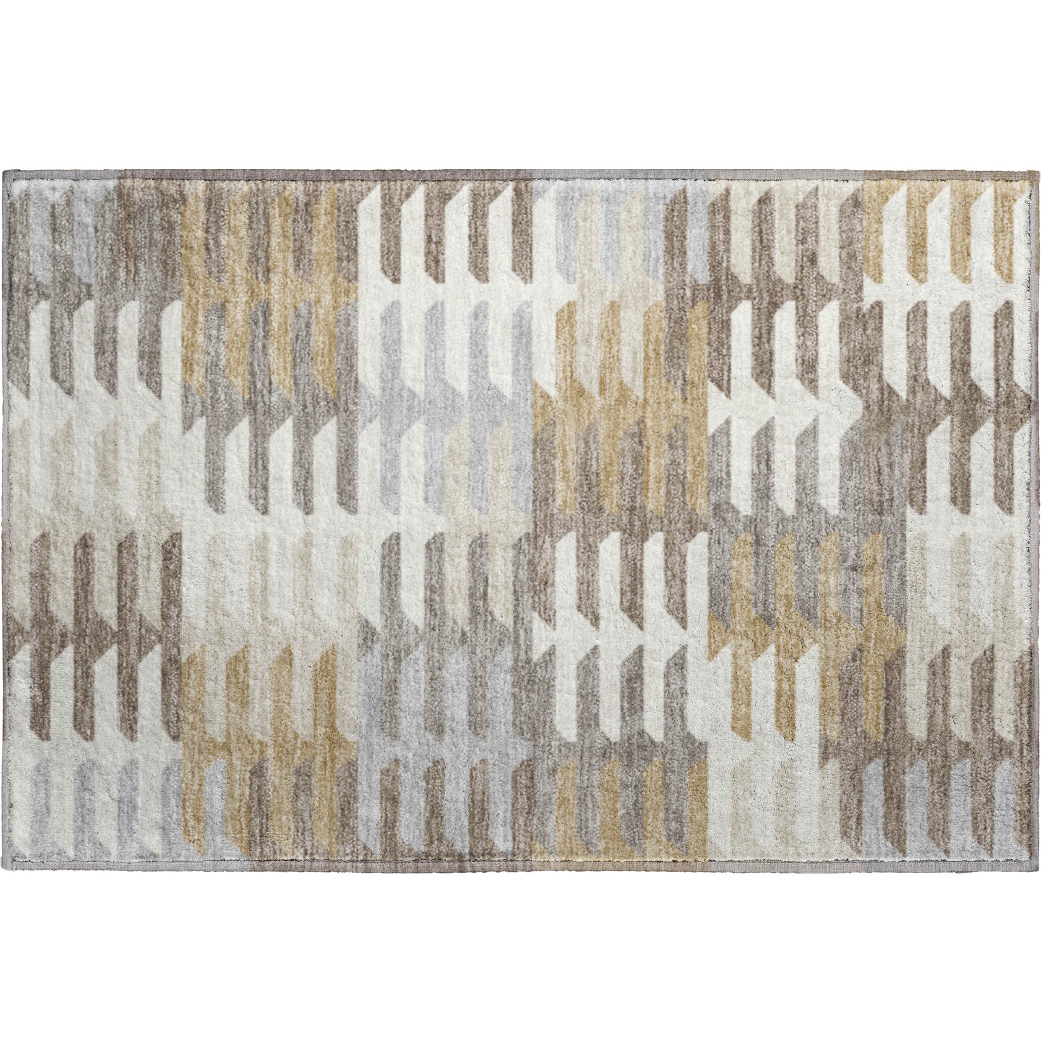 Lisbon Machine Washable Transitional Taupe Brown Rug 1'8" x 2'6" #shape_Rectangle