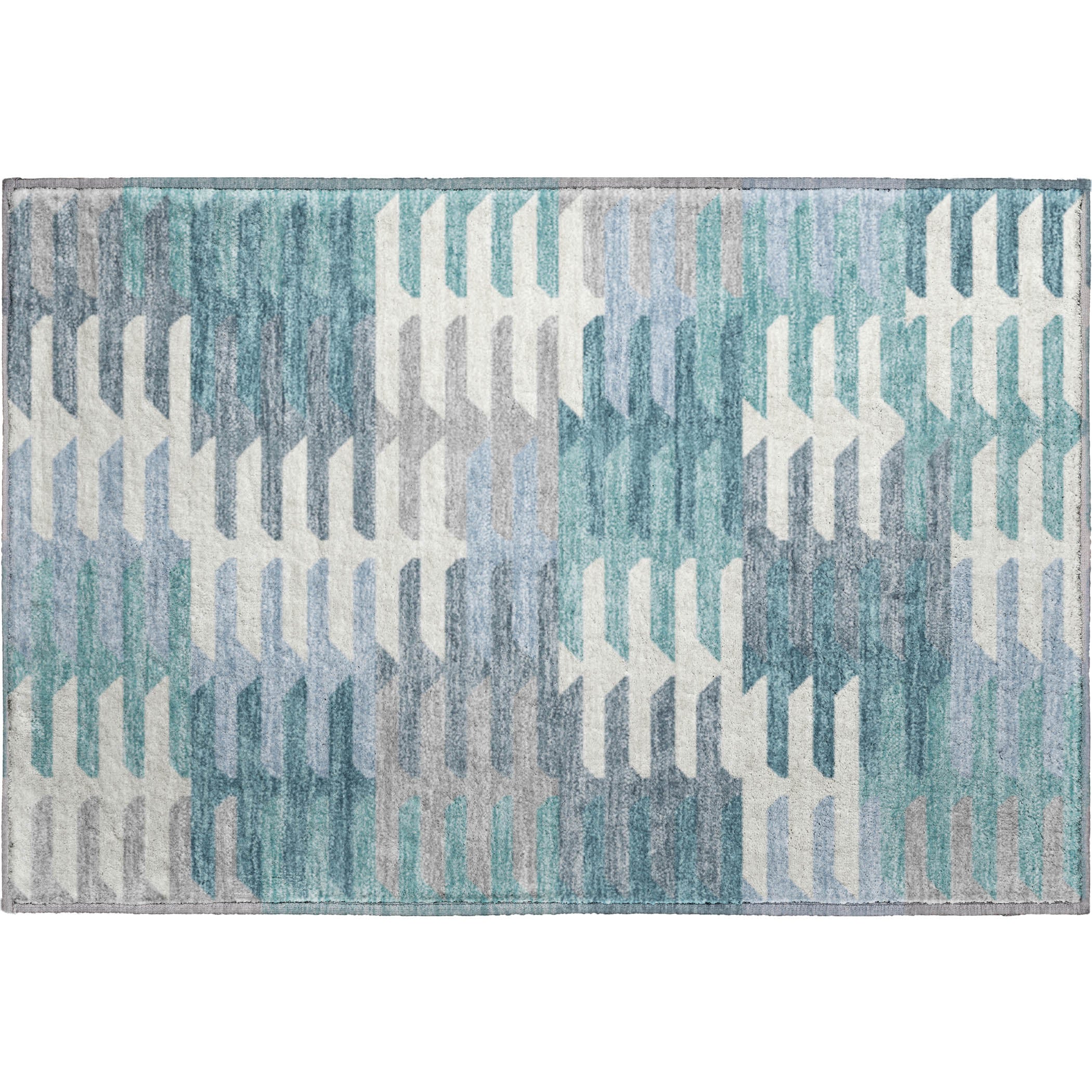 Lisbon Machine Washable Transitional Teal Rug 1'8" x 2'6" #shape_Rectangle