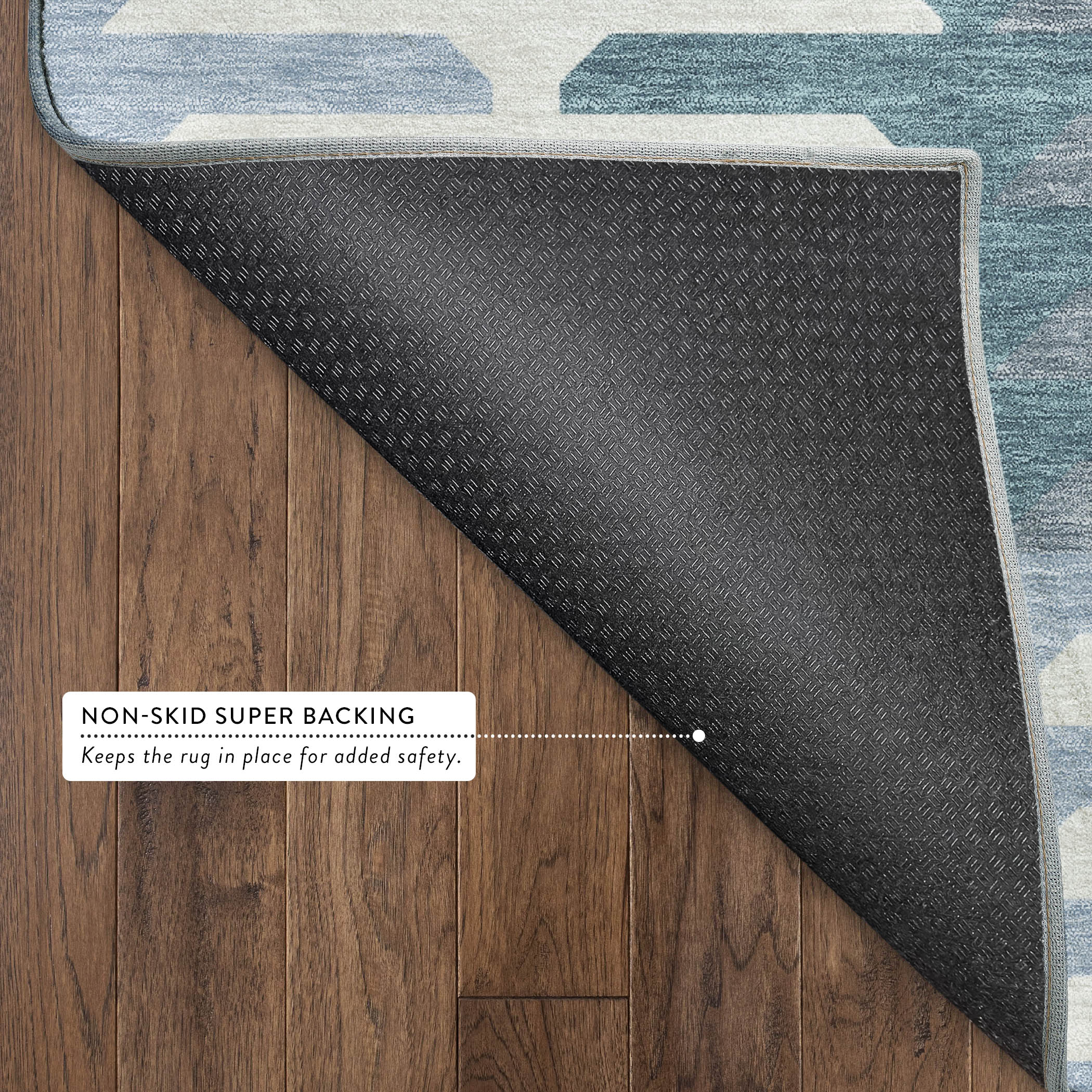 Lisbon Machine Washable Transitional Teal Rug 1'8" x 2'6" #shape_Rectangle