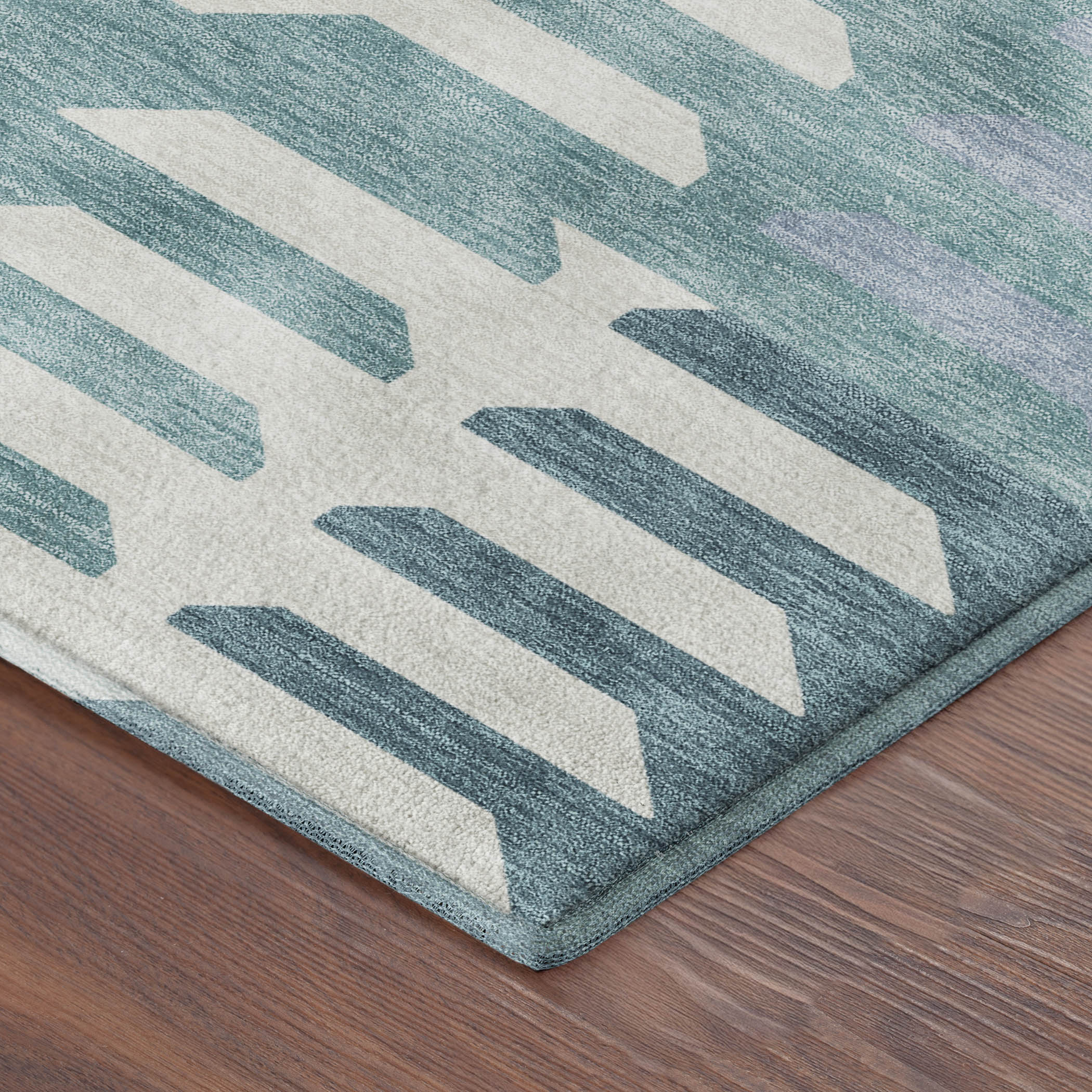 Lisbon Machine Washable Transitional Teal Rug 1'8" x 2'6" #shape_Rectangle