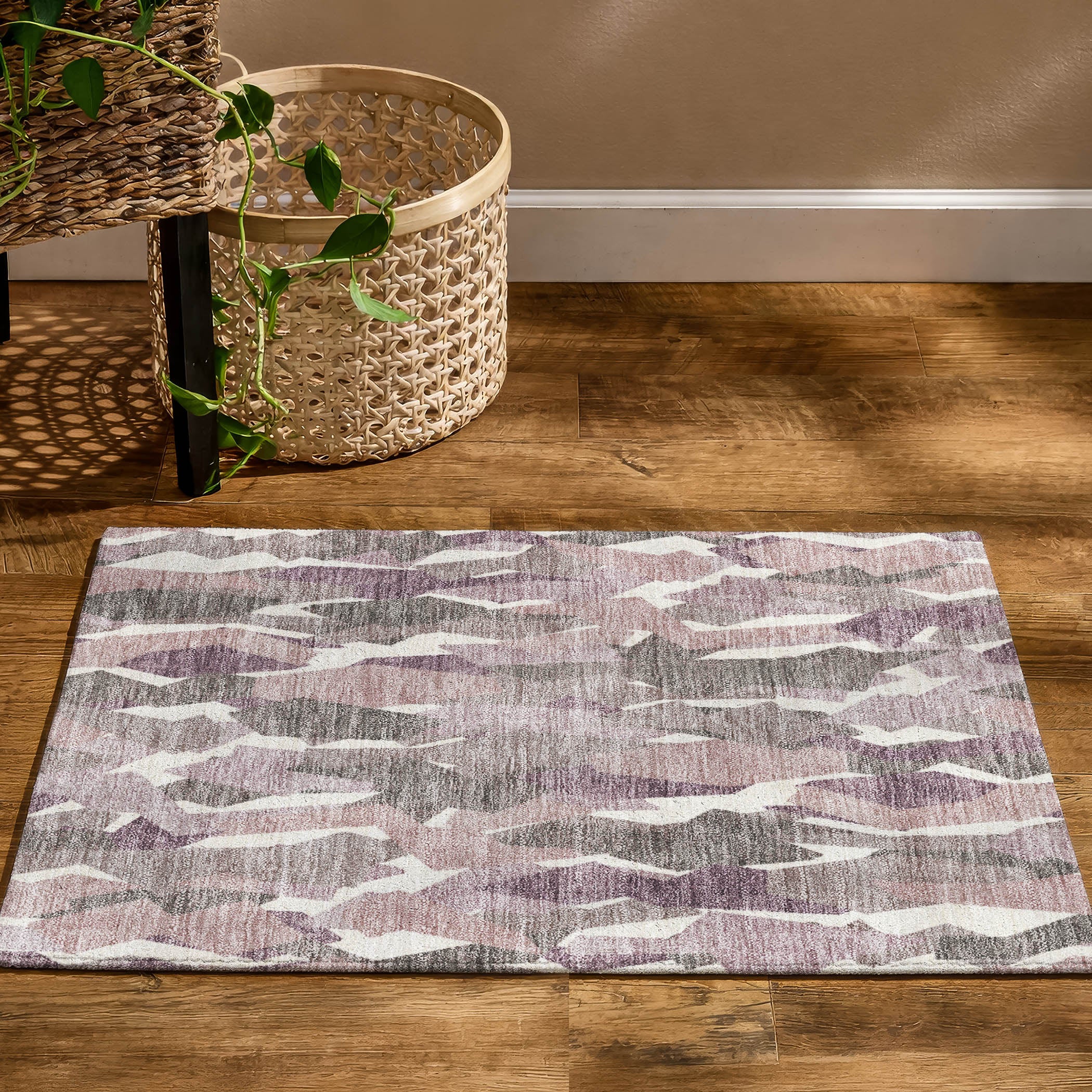 Lima Machine Washable Transitional Blush Pink Rug 1'8" x 2'6" #shape_Rectangle