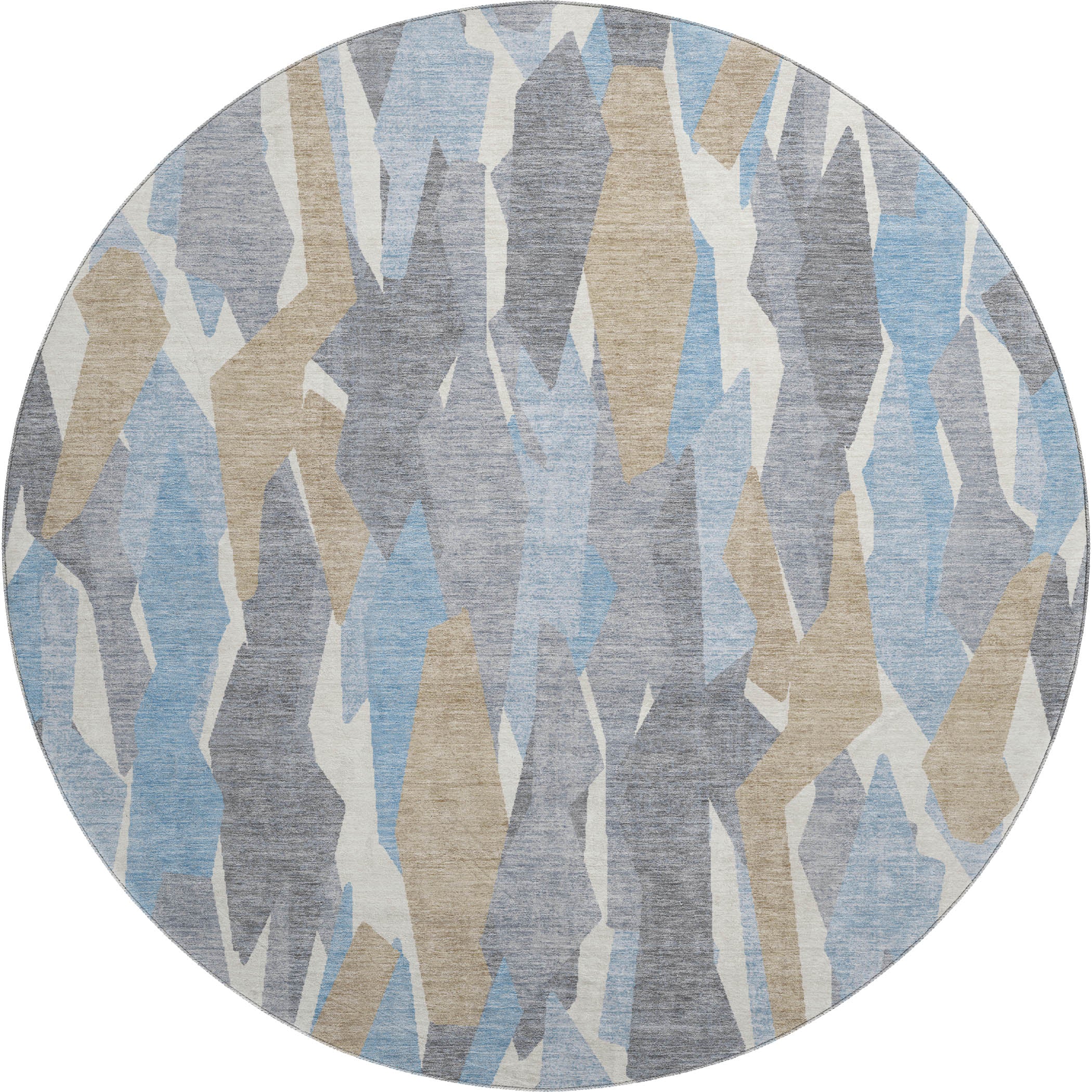 Lima Machine Washable Transitional Denim Blue Rug 8' x 8' #shape_Round