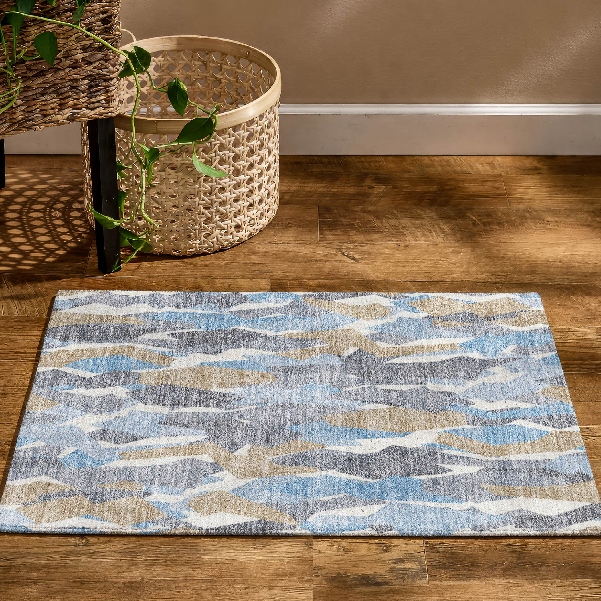 Lima Machine Washable Transitional Denim Blue Rug 1'8" x 2'6" #shape_Rectangle