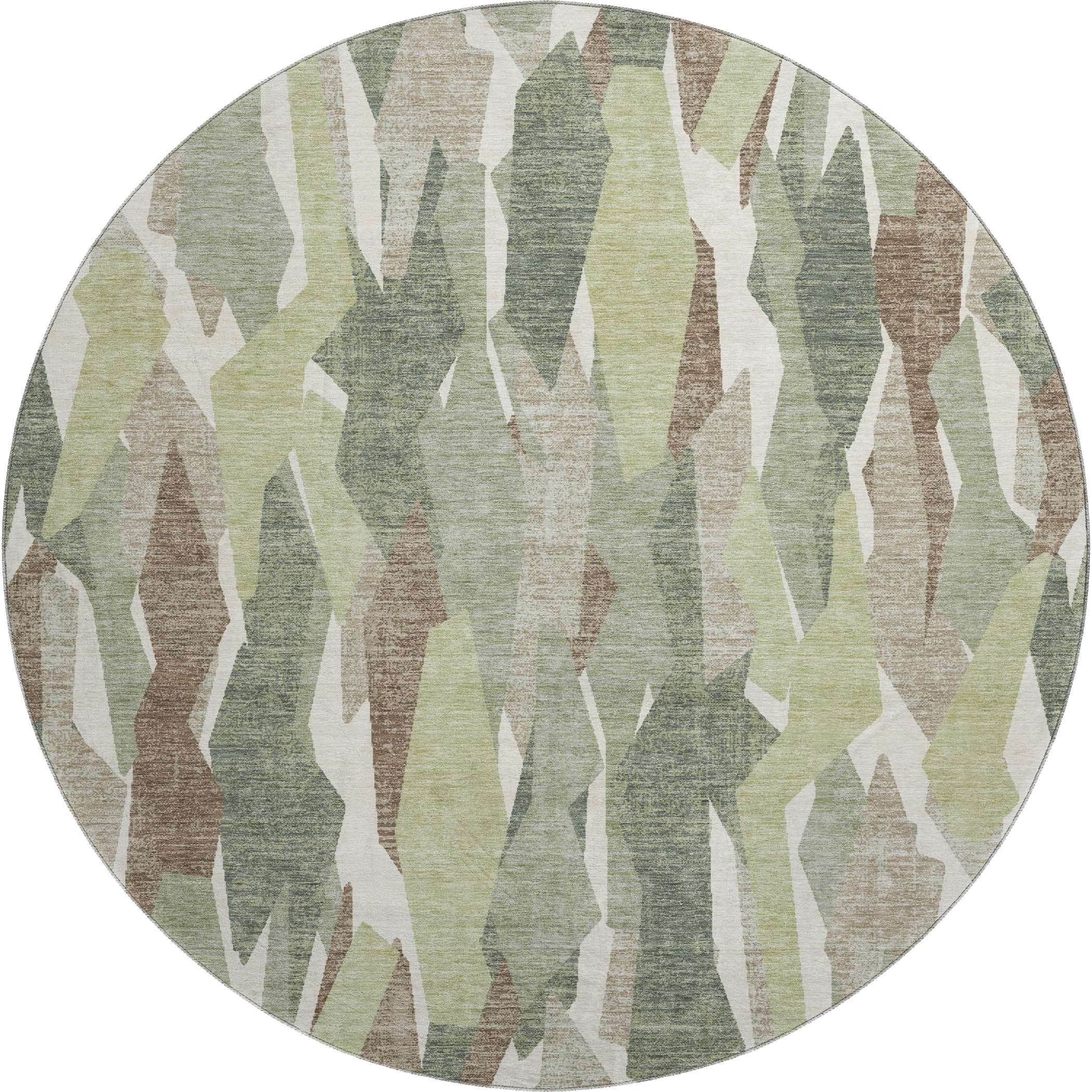 Lima Machine Washable Transitional Fern Green Rug 8' x 8' #shape_Round