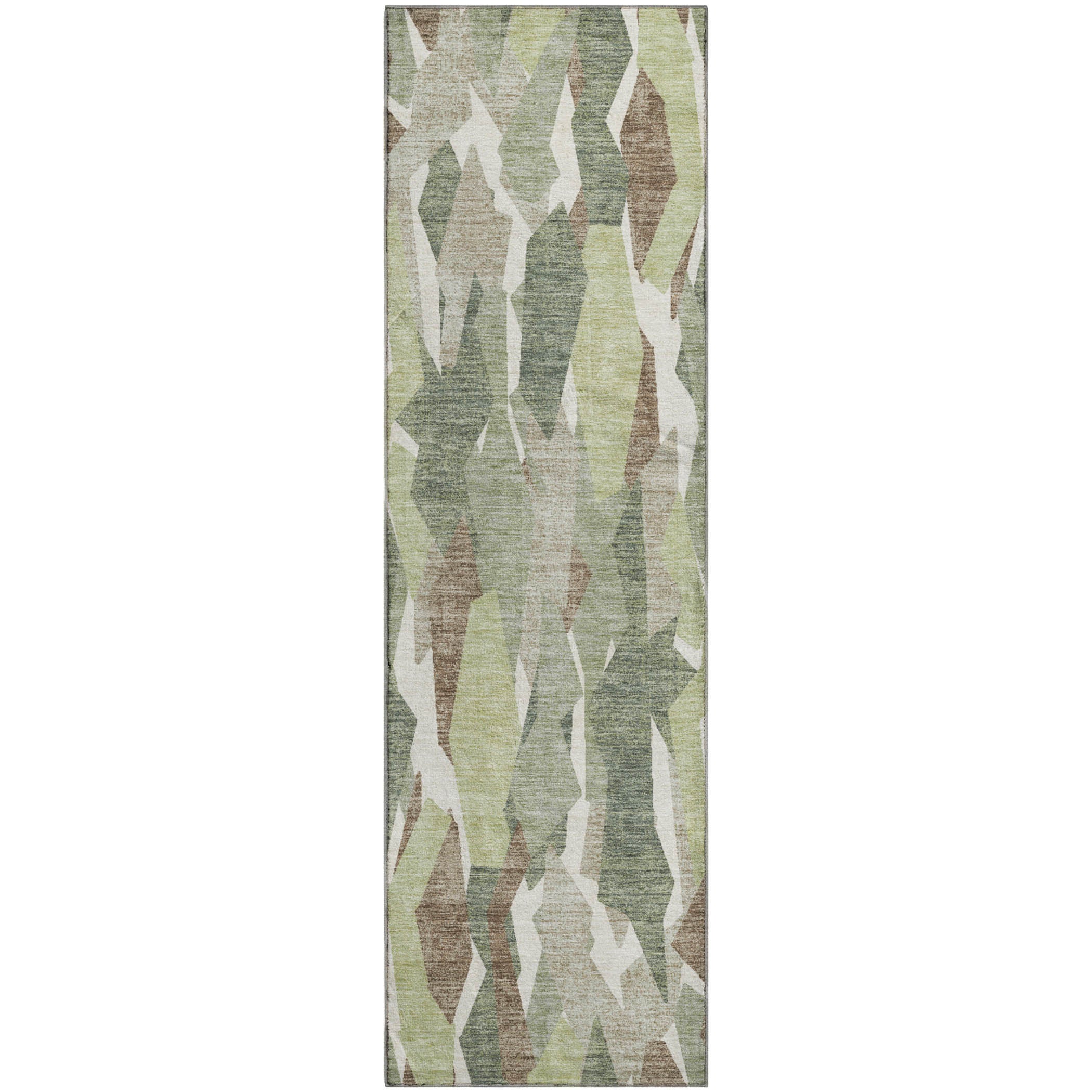 Lima Machine Washable Transitional Fern Green Rug 2'3" x 7'6" #shape_Runner