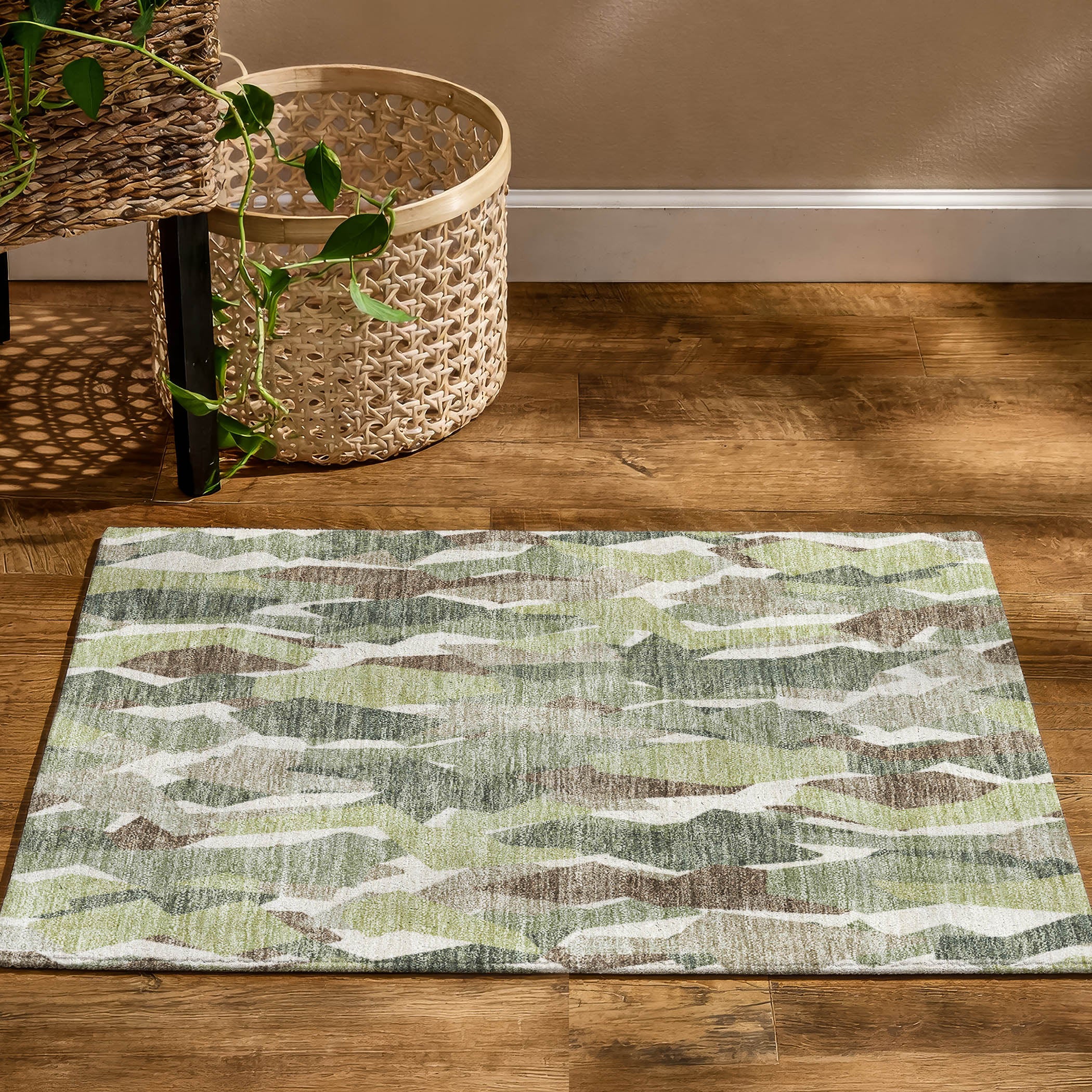 Lima Machine Washable Transitional Fern Green Rug 1'8" x 2'6" #shape_Rectangle