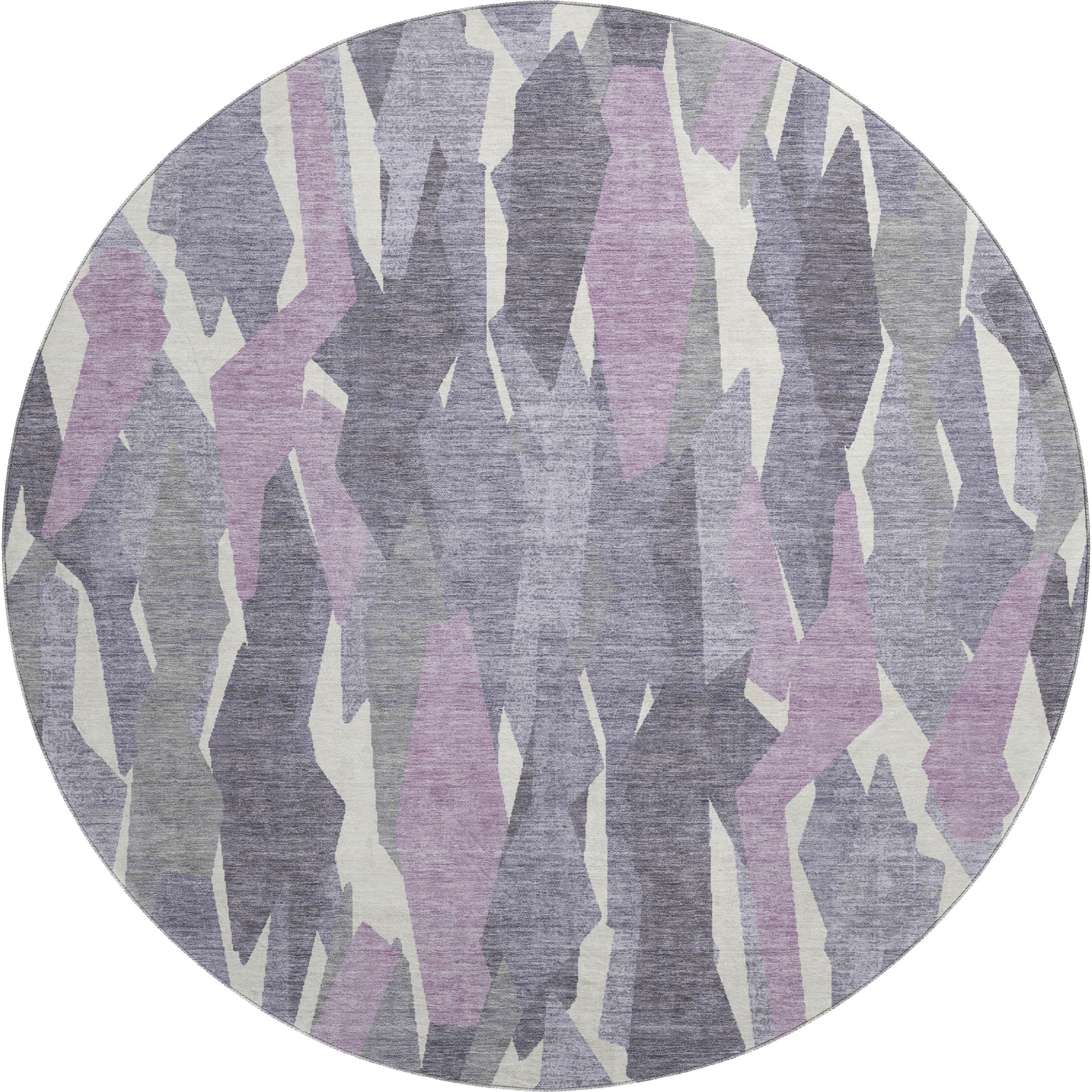 Lima Machine Washable Transitional Purple Rug 8' x 8' #shape_Round