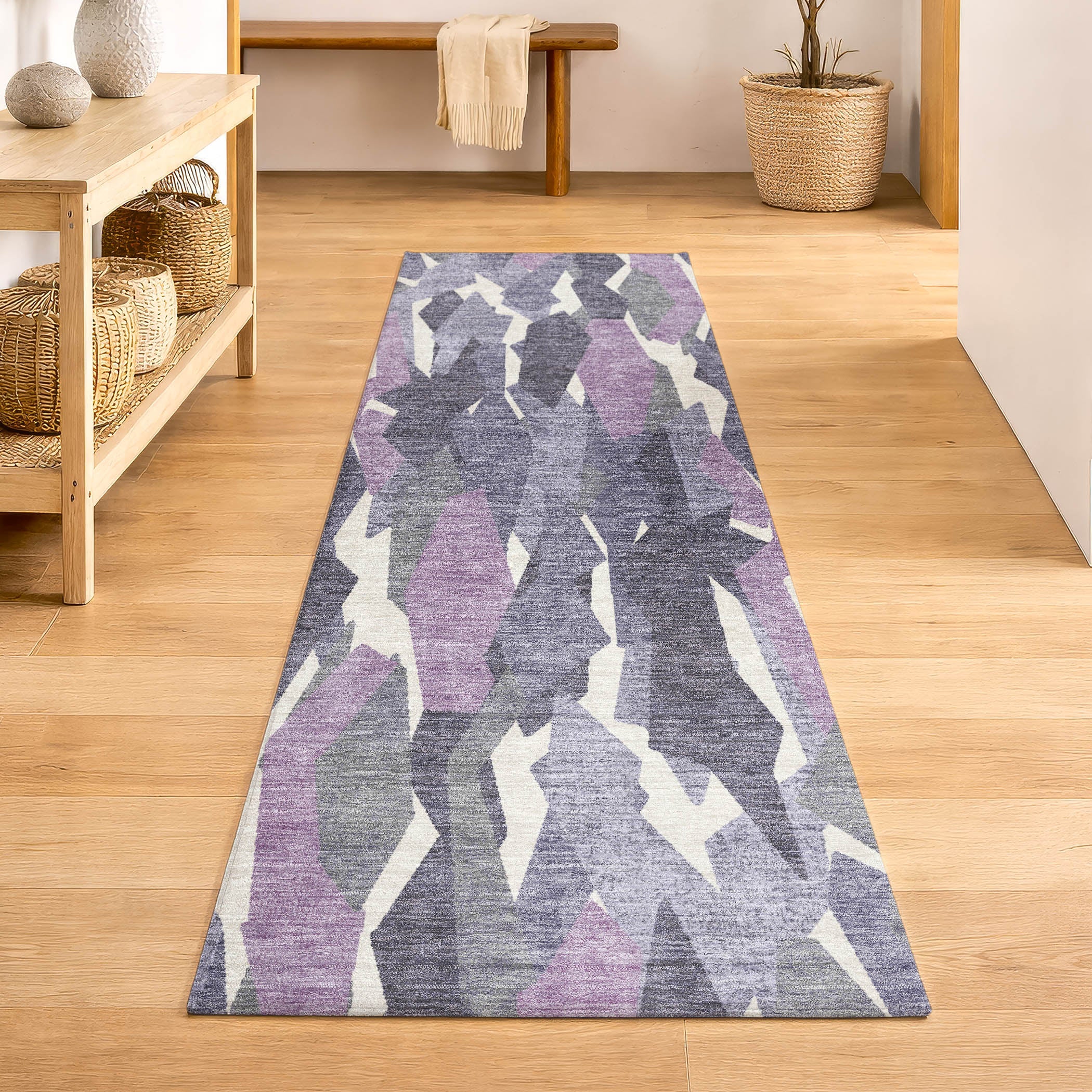 Lima Machine Washable Transitional Purple Rug 2'3" x 7'6" #shape_Runner