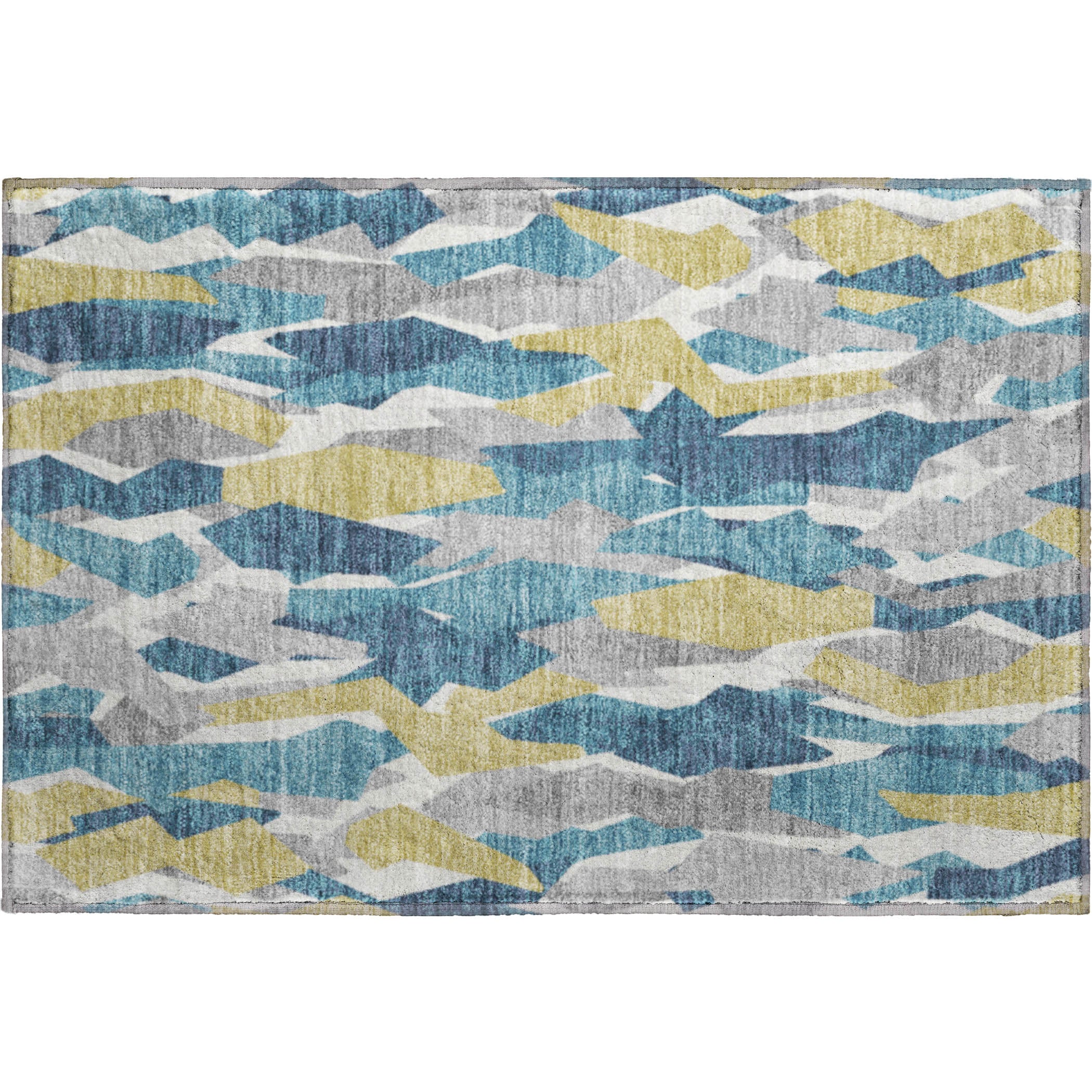 Lima Machine Washable Transitional Teal Rug 1'8" x 2'6" #shape_Rectangle