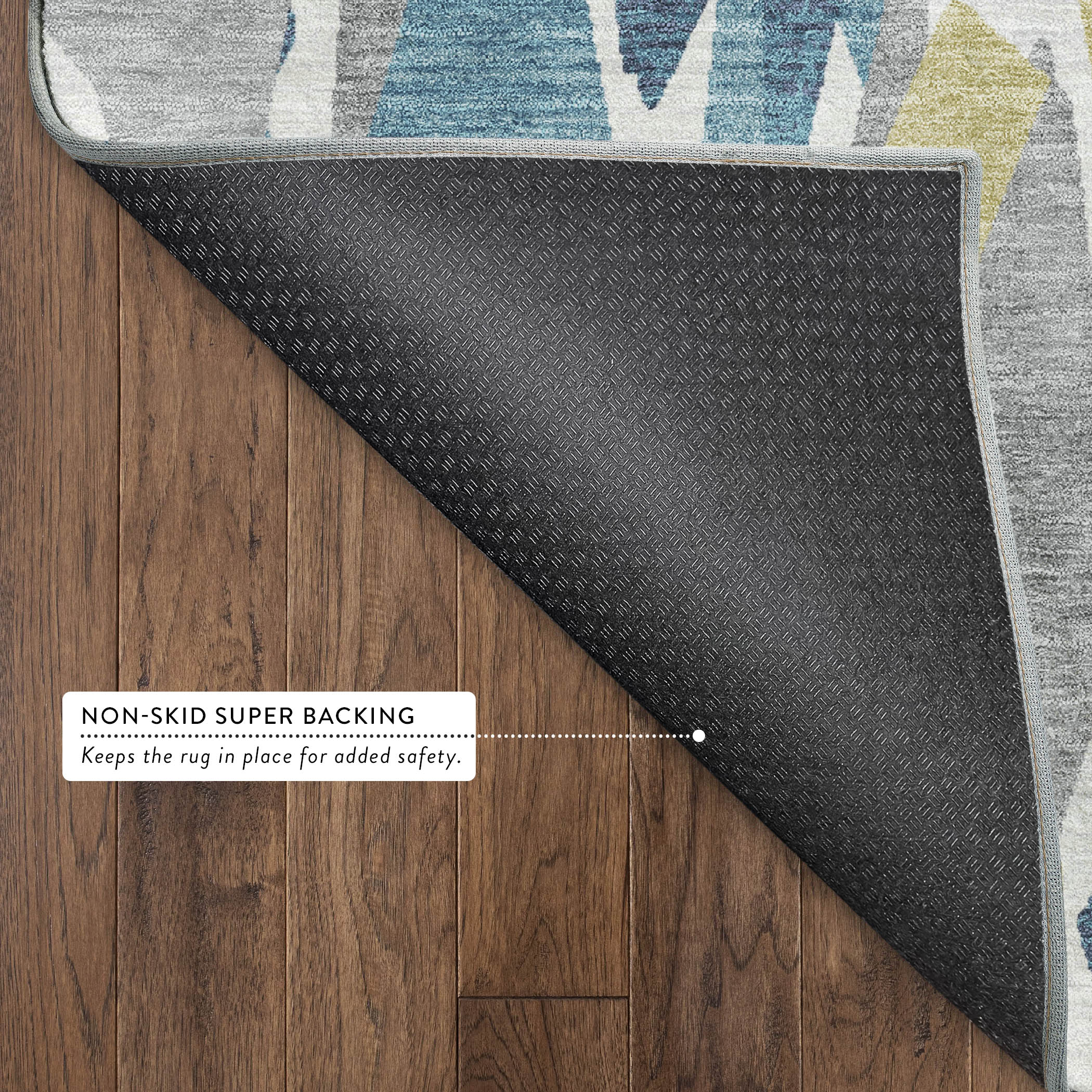 Lima Machine Washable Transitional Teal Rug 1'8" x 2'6" #shape_Rectangle