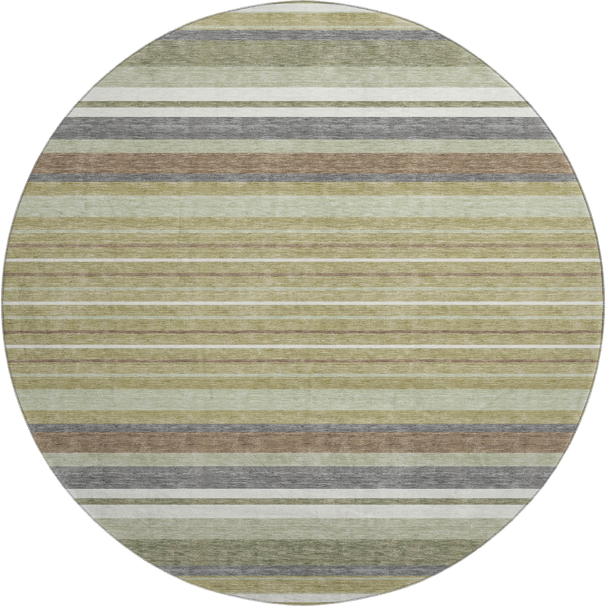 Sarajevo Machine Washable Transitional Aloe Green Rug 8' x 8' #shape_Round