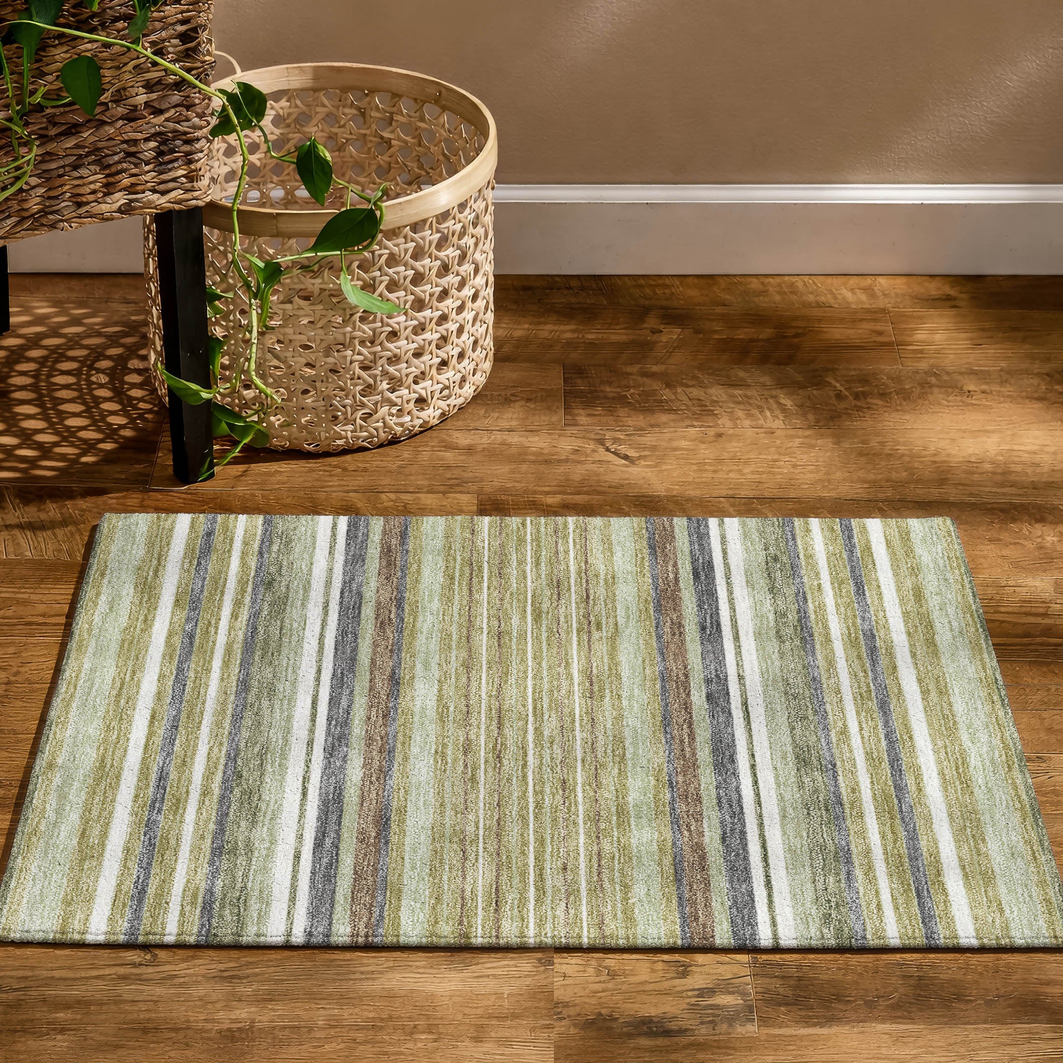 Sarajevo Machine Washable Transitional Aloe Green Rug 1'8" x 2'6" #shape_Rectangle