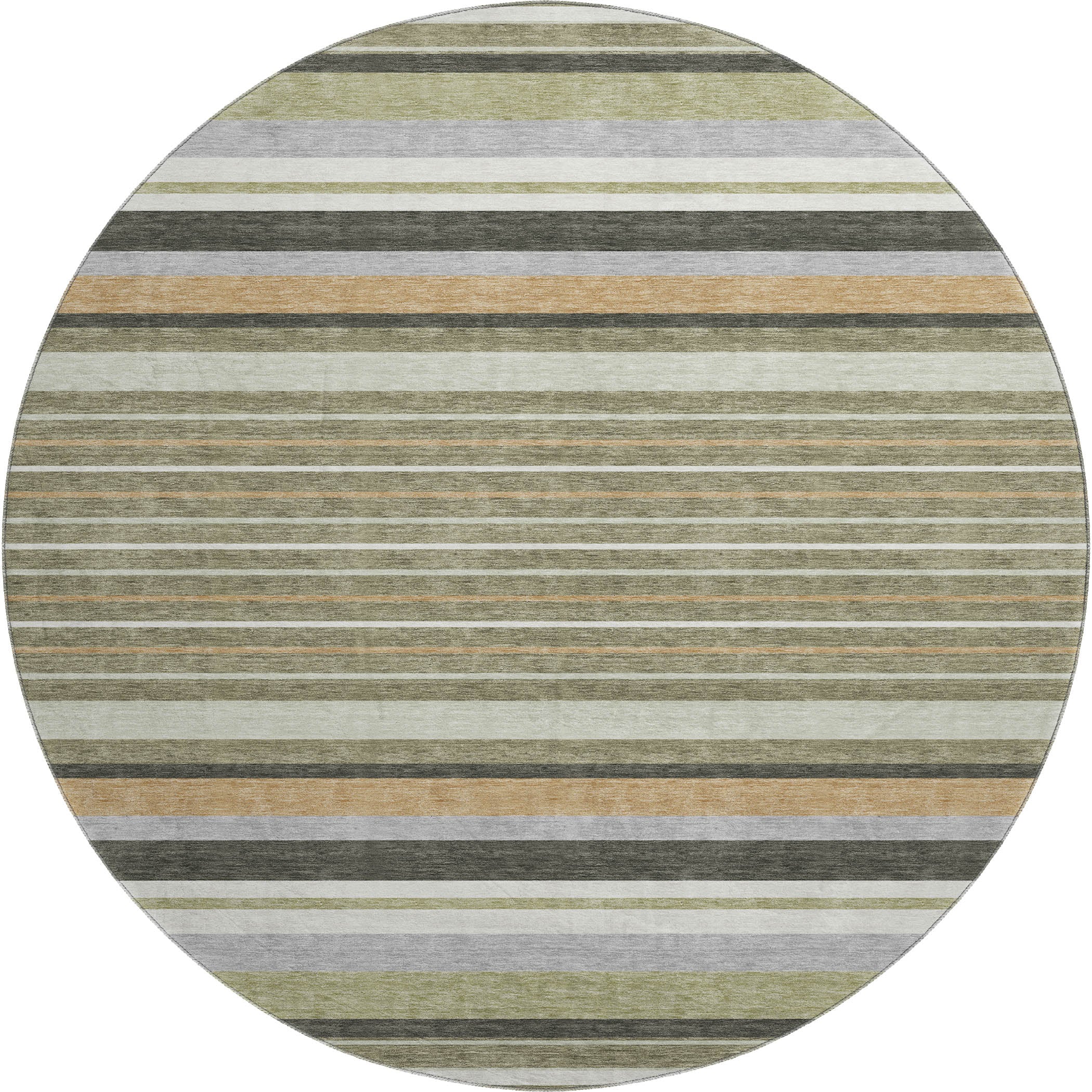 Sarajevo Machine Washable Transitional Olive Green Rug 8' x 8' #shape_Round