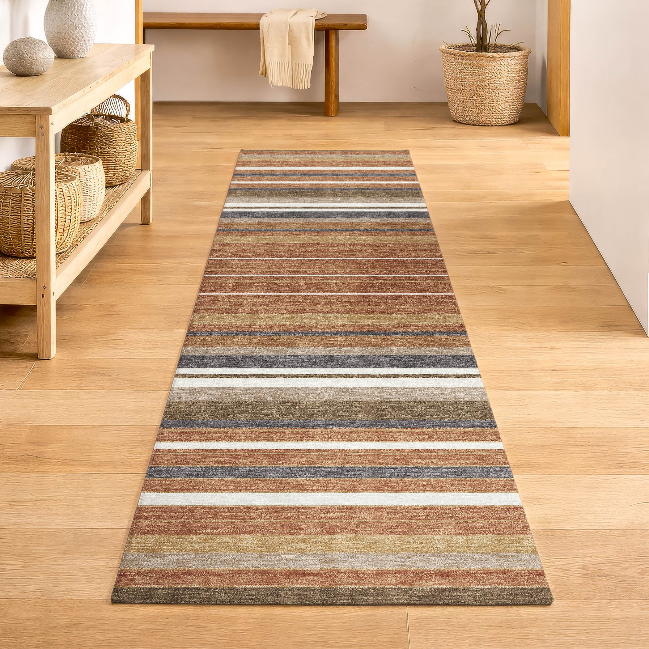 Sarajevo Machine Washable Transitional Paprika Orange Rug 2'3" x 7'6" #shape_Runner
