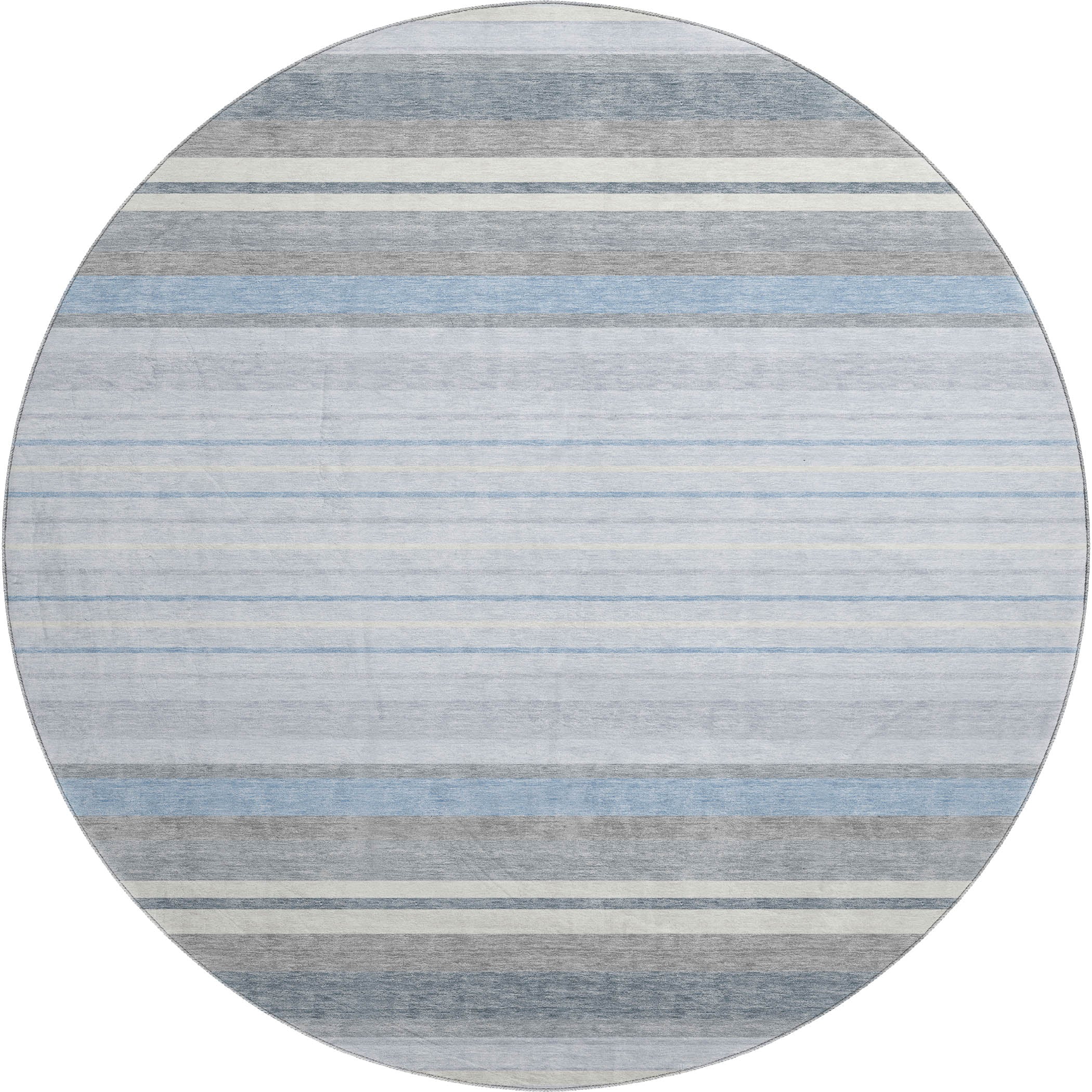 Sarajevo Machine Washable Transitional Sky Blue Rug 8' x 8' #shape_Round