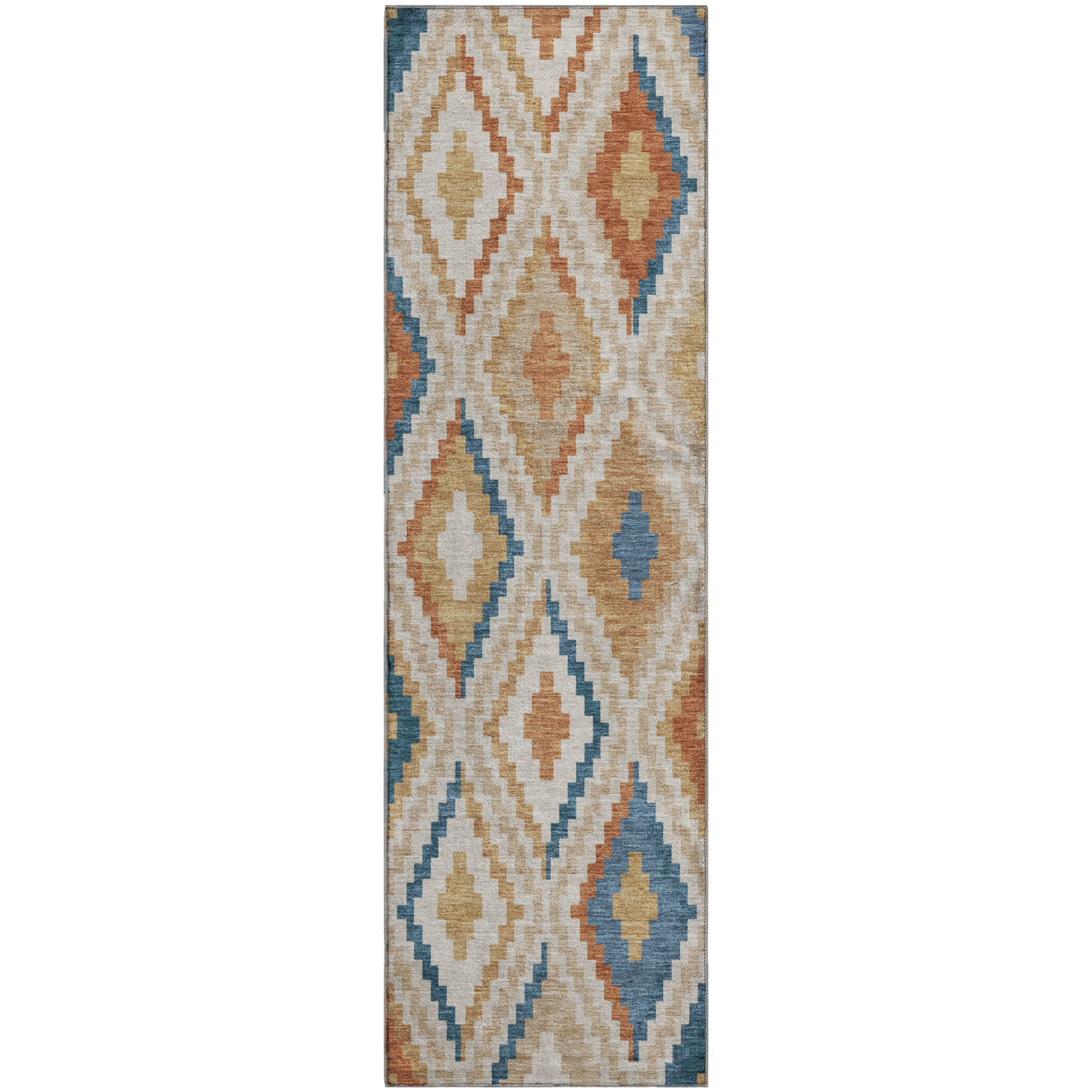 Kathmandu Machine Washable Transitional Beige Brown Rug 2'3" x 7'6" #shape_Runner
