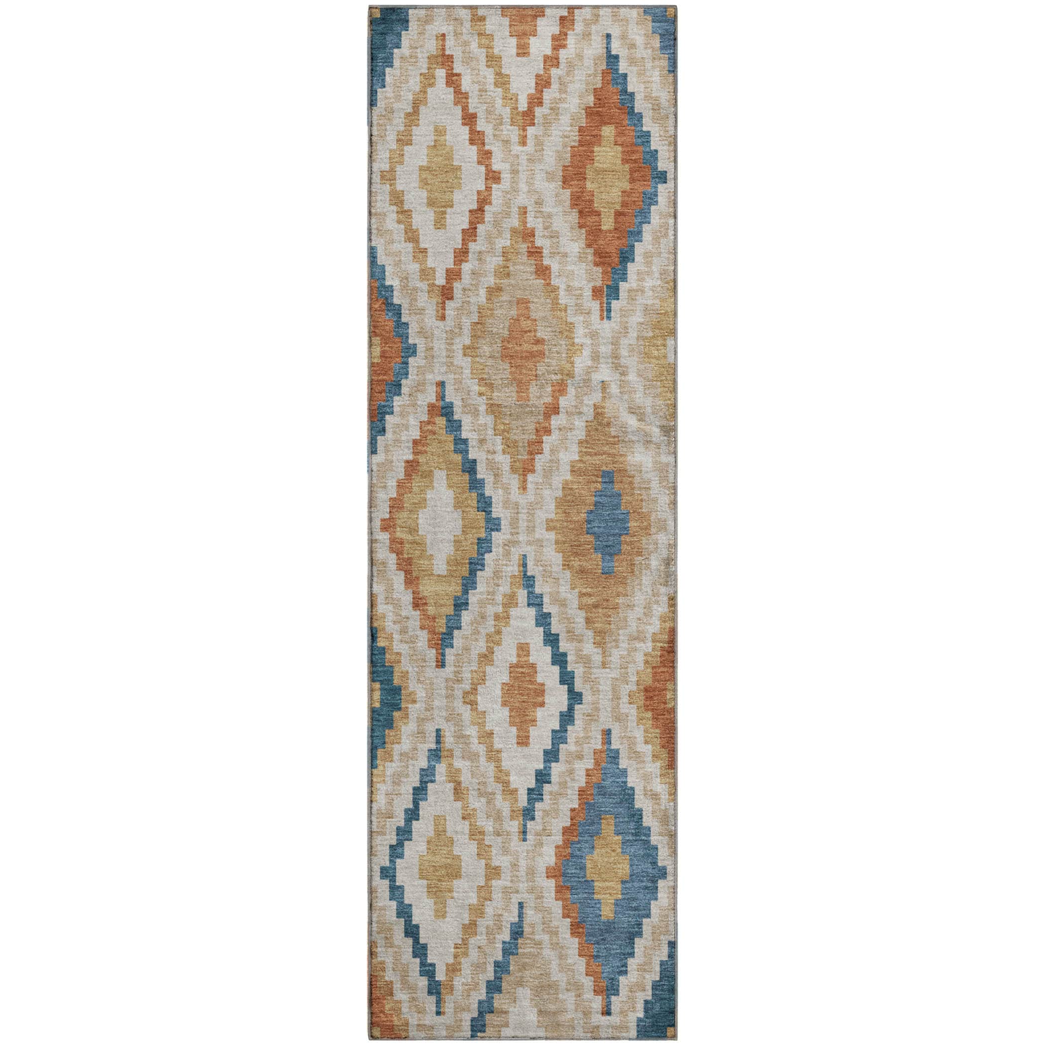 Kathmandu Machine Washable Transitional Beige Brown Rug 2'3" x 7'6" #shape_Runner