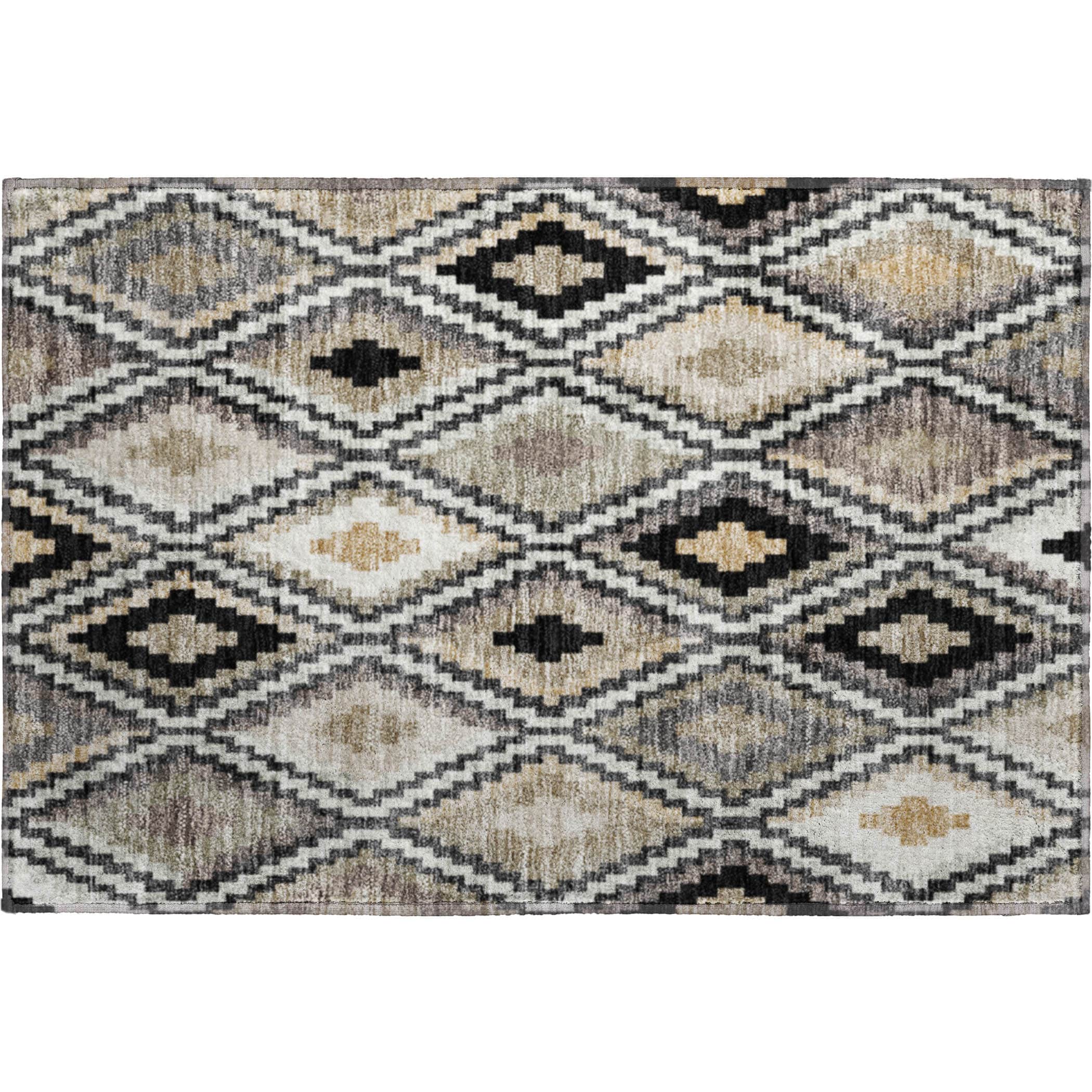 Kathmandu Machine Washable Transitional Black Rug 1'8" x 2'6" #shape_Rectangle