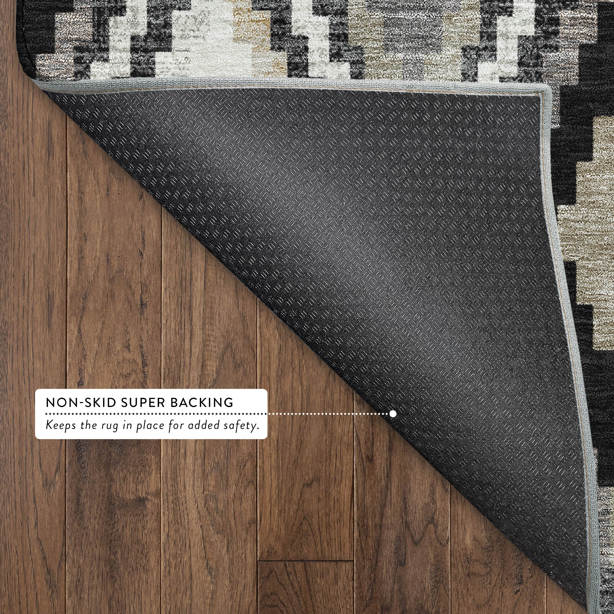Kathmandu Machine Washable Transitional Black Rug 1'8" x 2'6" #shape_Rectangle