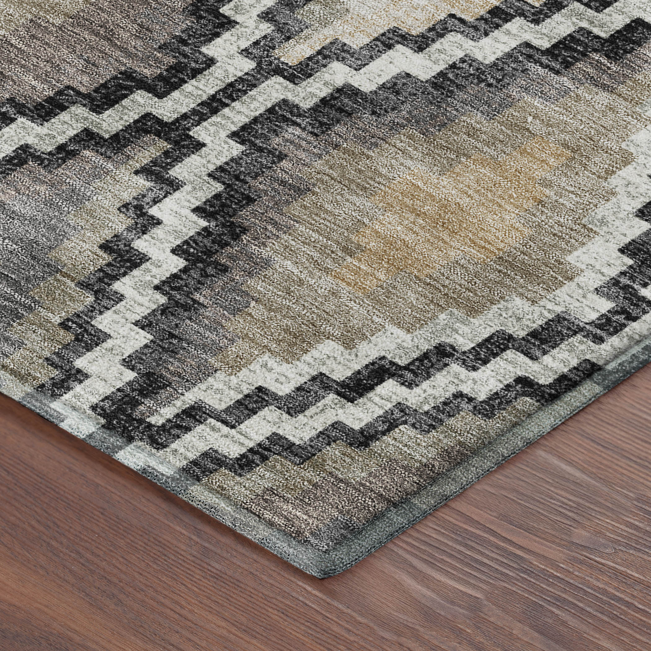 Kathmandu Machine Washable Transitional Black Rug 1'8" x 2'6" #shape_Rectangle