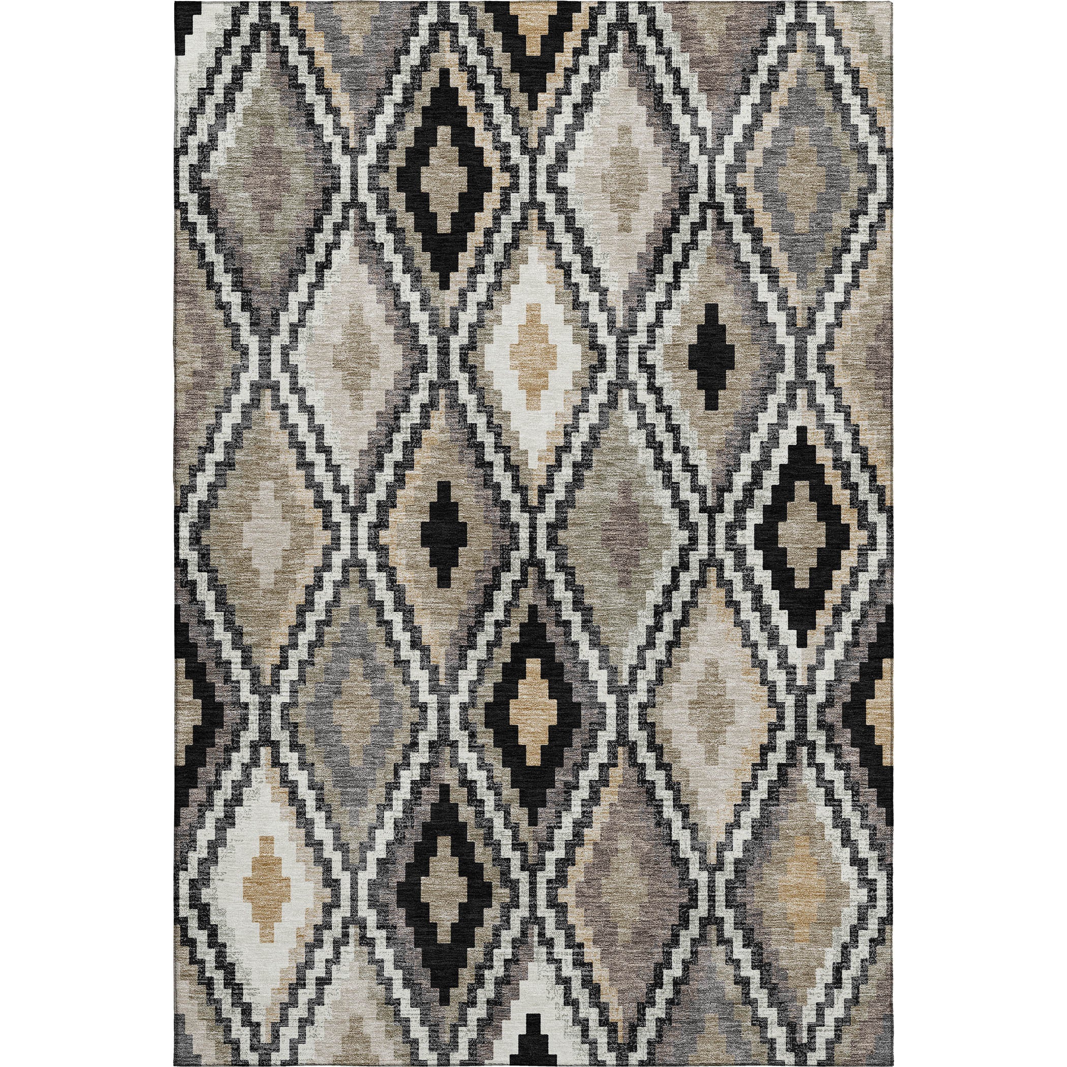 Kathmandu Machine Washable Transitional Black Rug 3' x 5' #shape_Rectangle