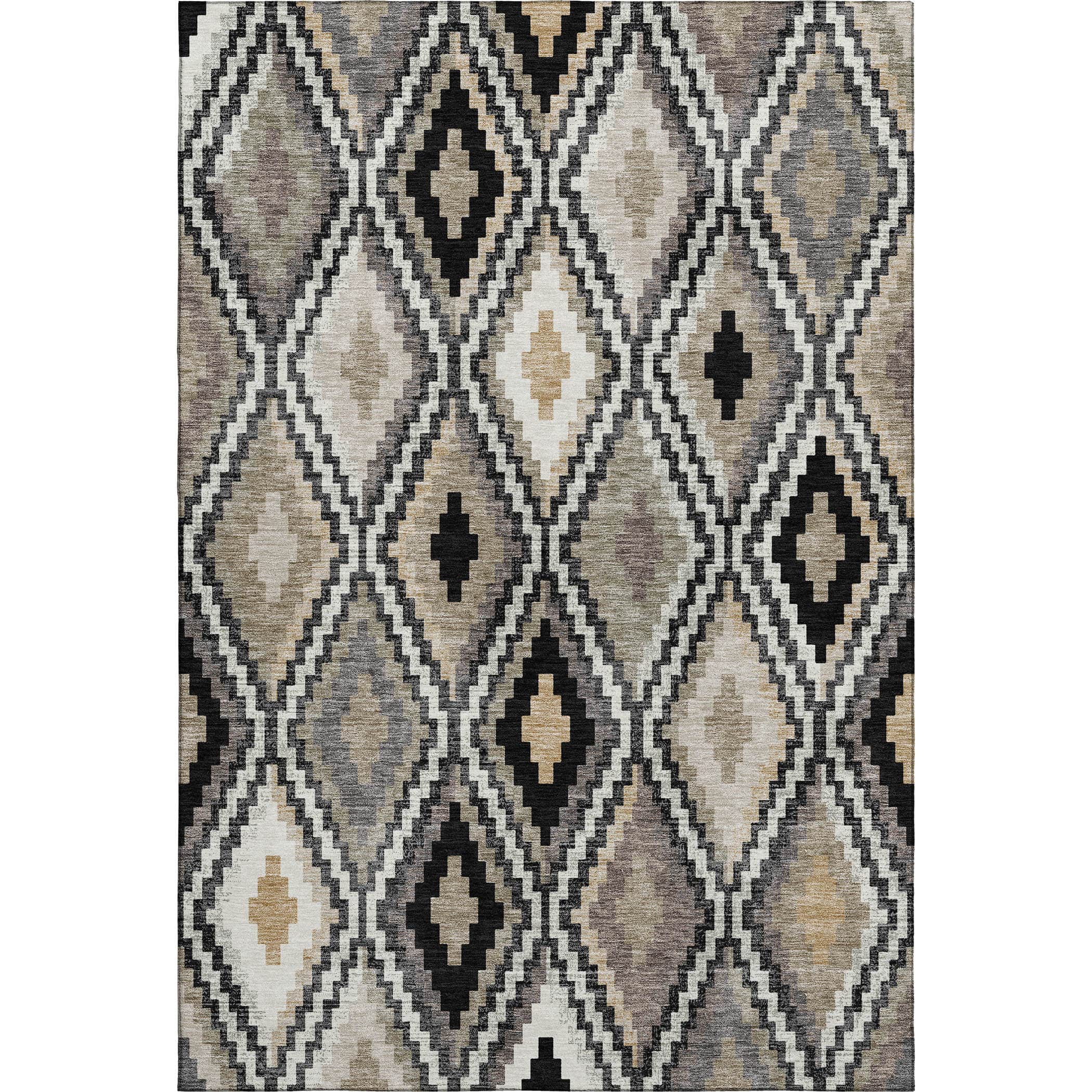 Kathmandu Machine Washable Transitional Black Rug 3' x 5' #shape_Rectangle