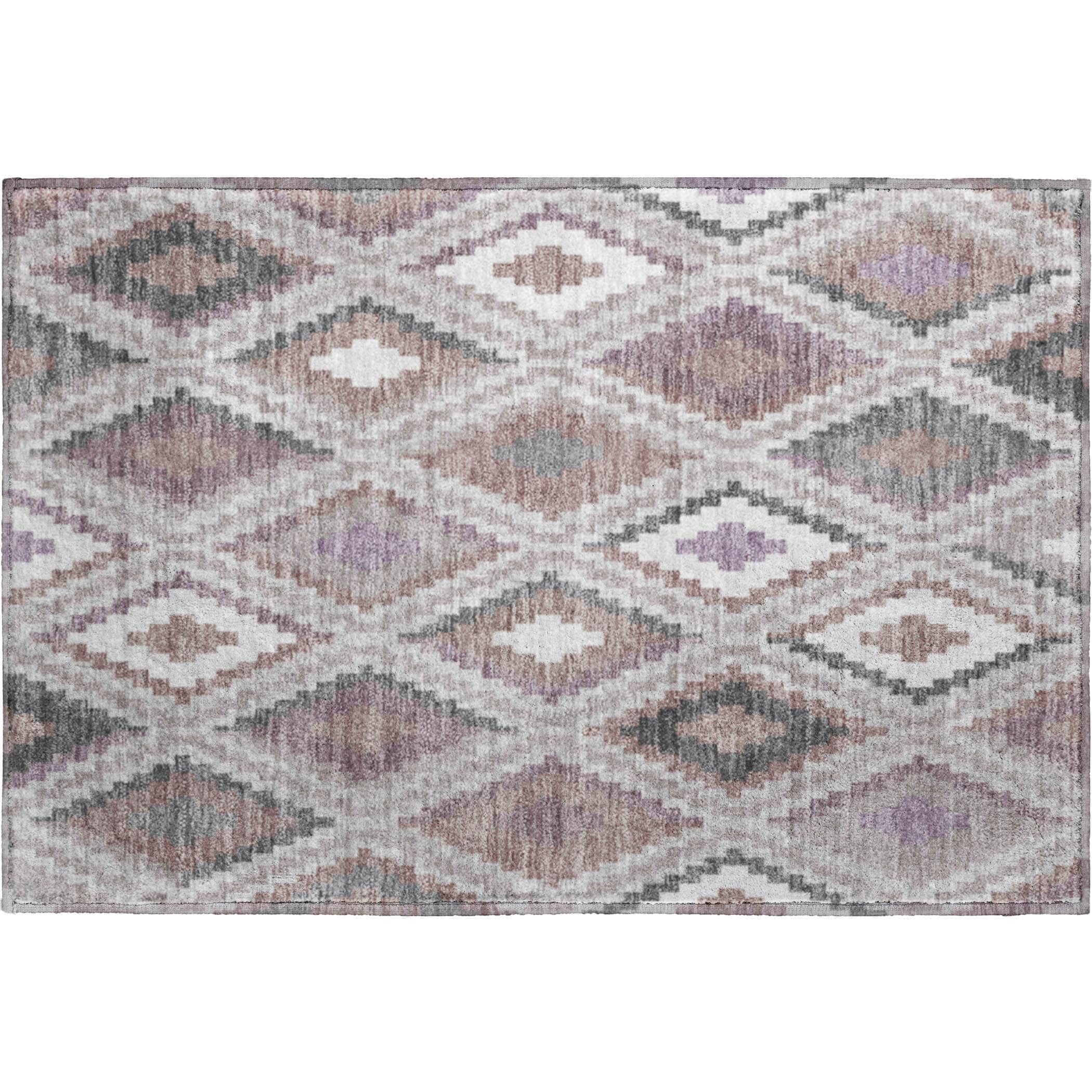 Kathmandu Machine Washable Transitional Blush Pink Rug 1'8" x 2'6" #shape_Rectangle
