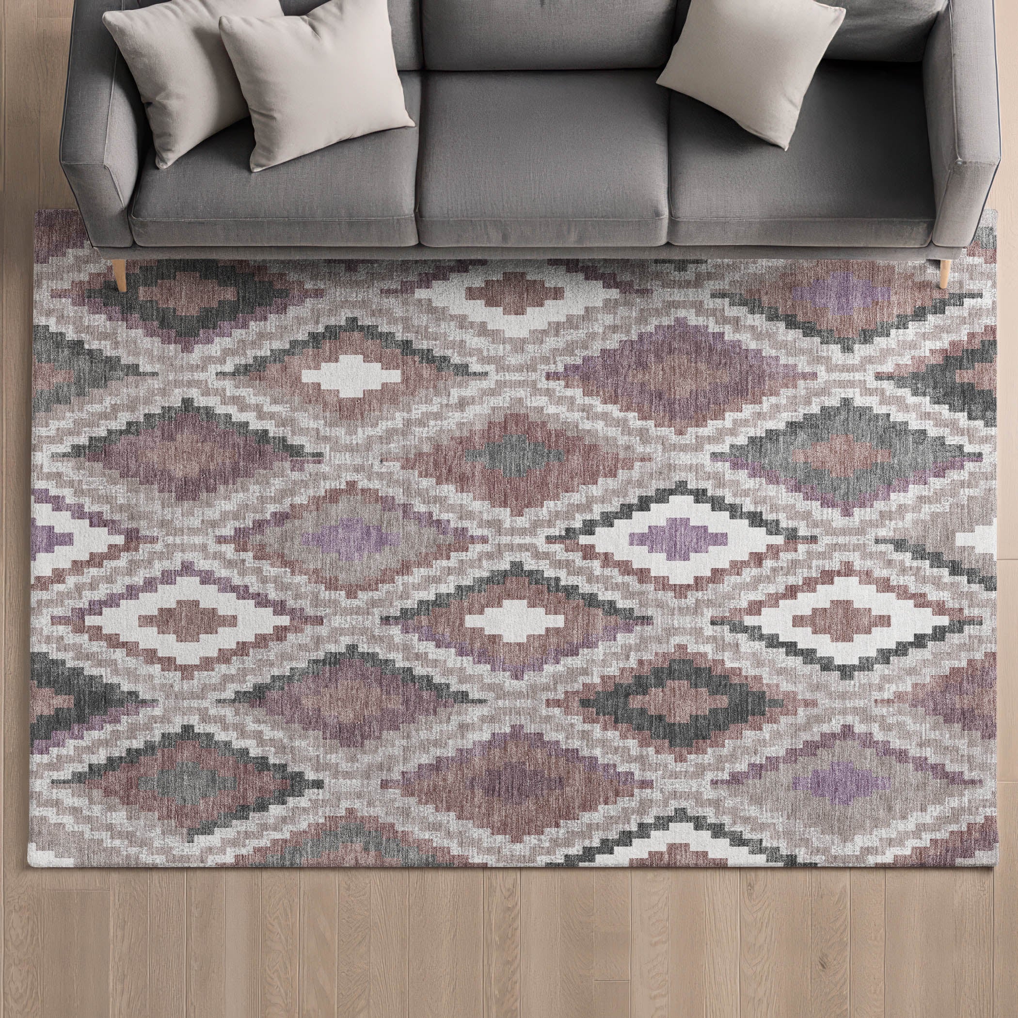 Kathmandu Machine Washable Transitional Blush Pink Rug 3' x 5' #shape_Rectangle