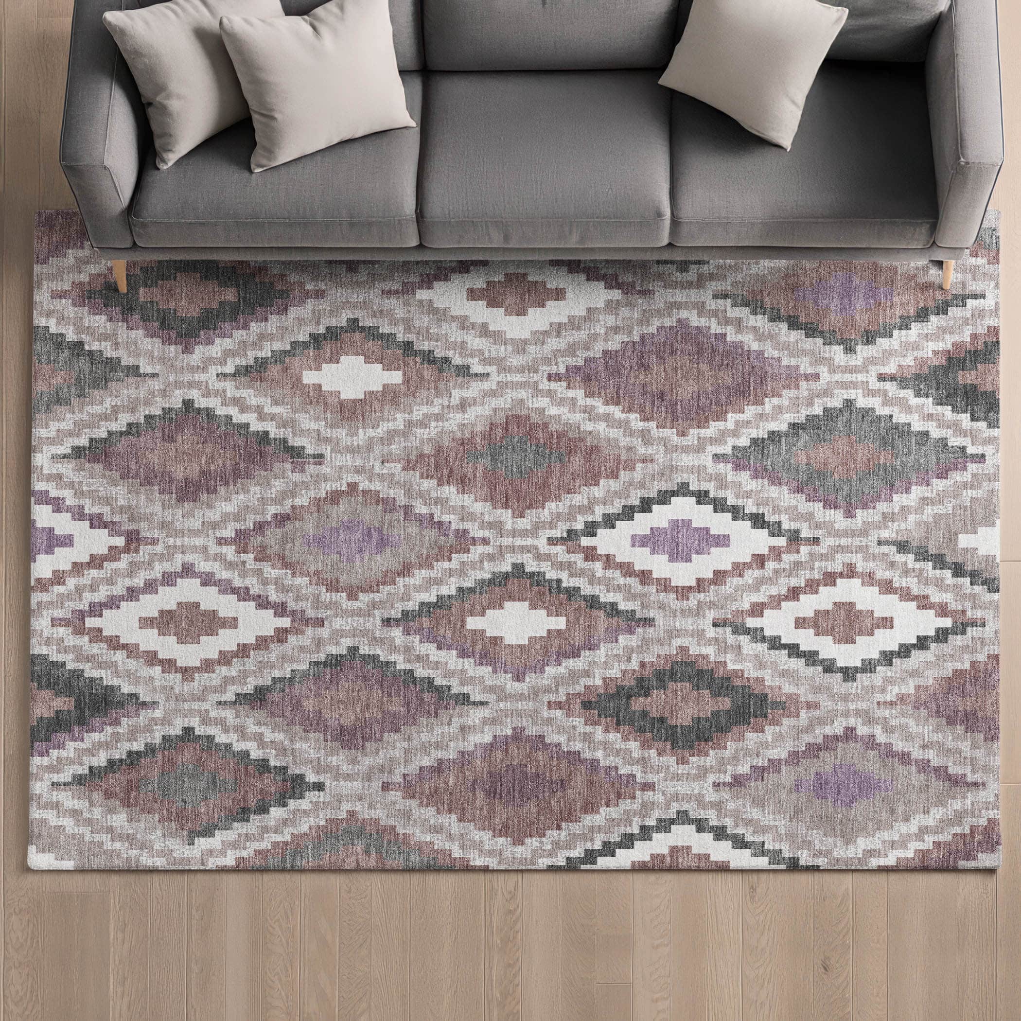 Kathmandu Machine Washable Transitional Blush Pink Rug 3' x 5' #shape_Rectangle