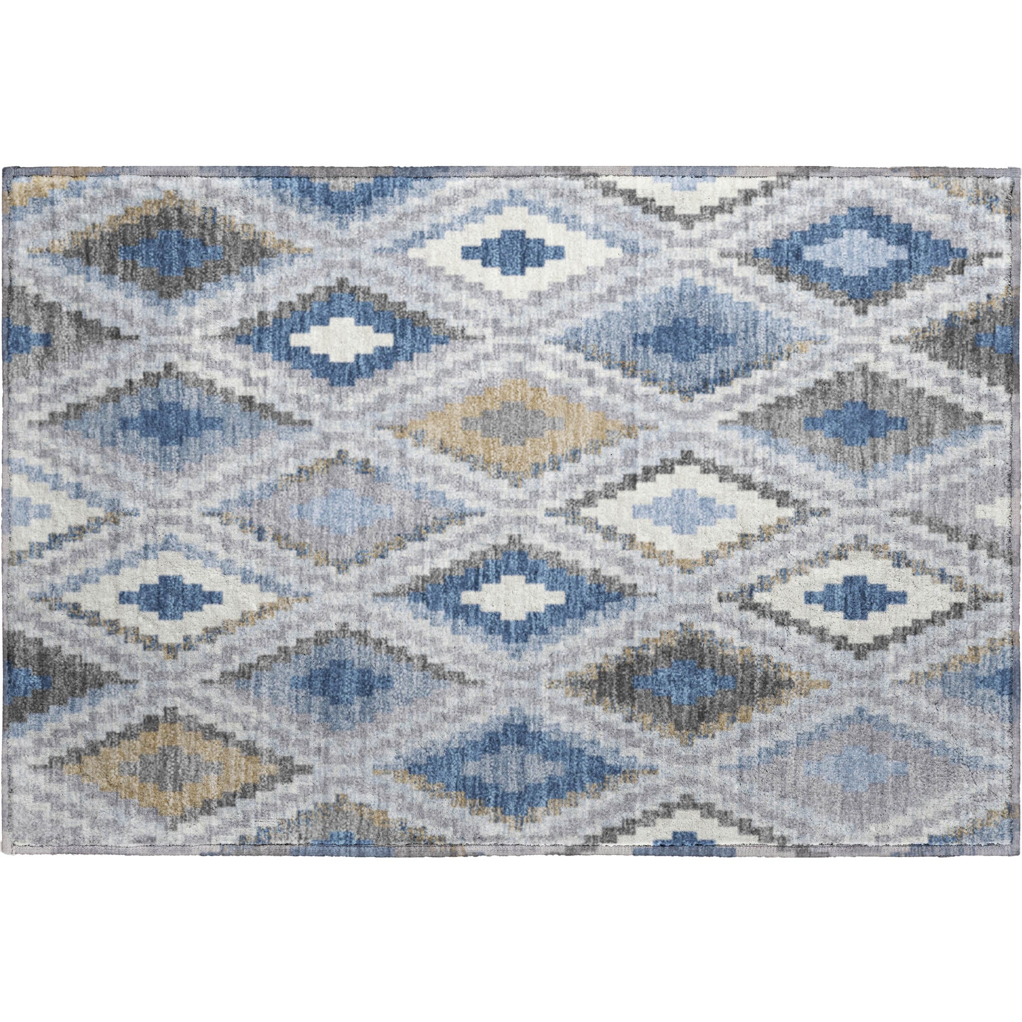 Kathmandu Machine Washable Transitional Denim Blue Rug 1'8" x 2'6" #shape_Rectangle