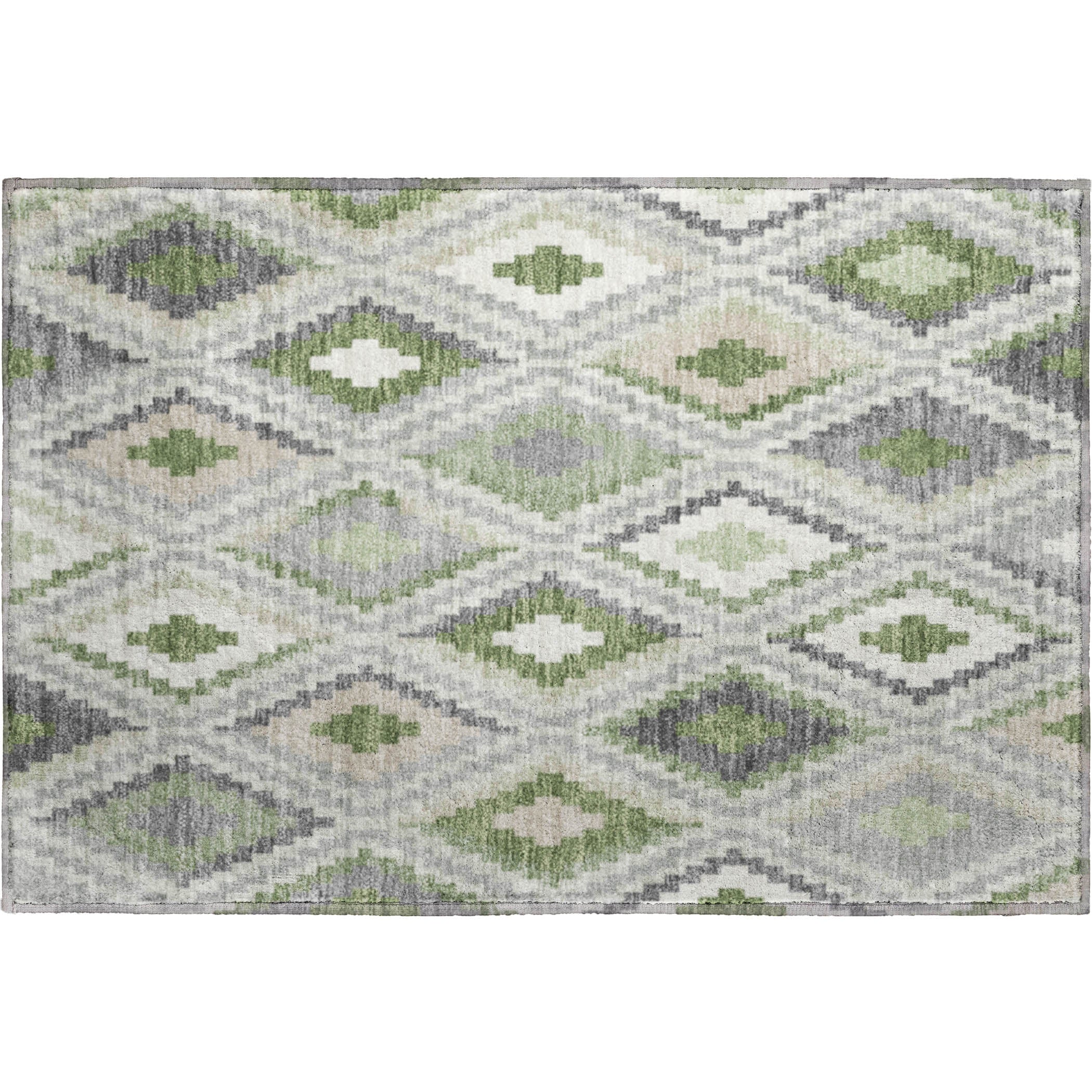 Kathmandu Machine Washable Transitional Fern Green Rug 1'8" x 2'6" #shape_Rectangle