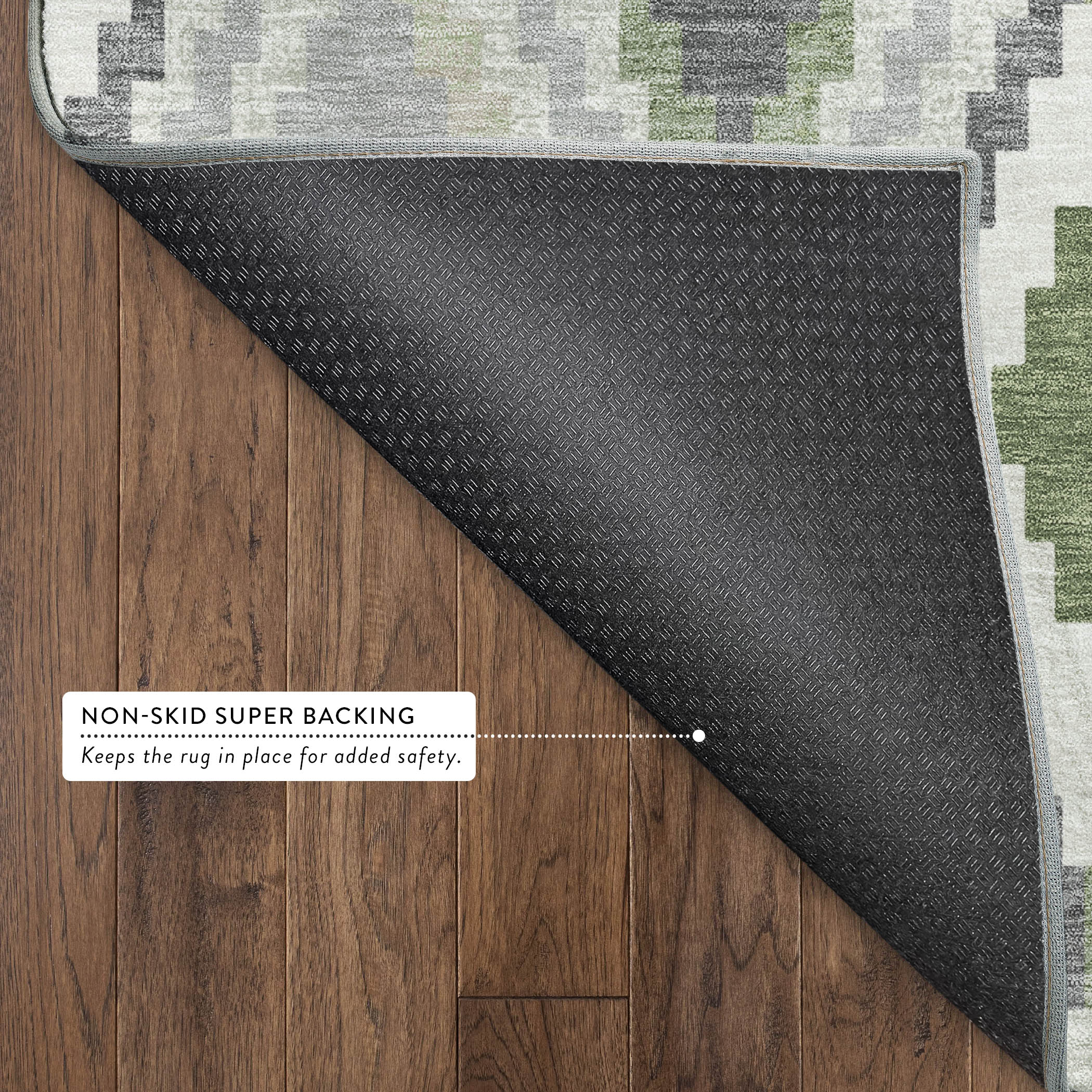 Kathmandu Machine Washable Transitional Fern Green Rug 1'8" x 2'6" #shape_Rectangle
