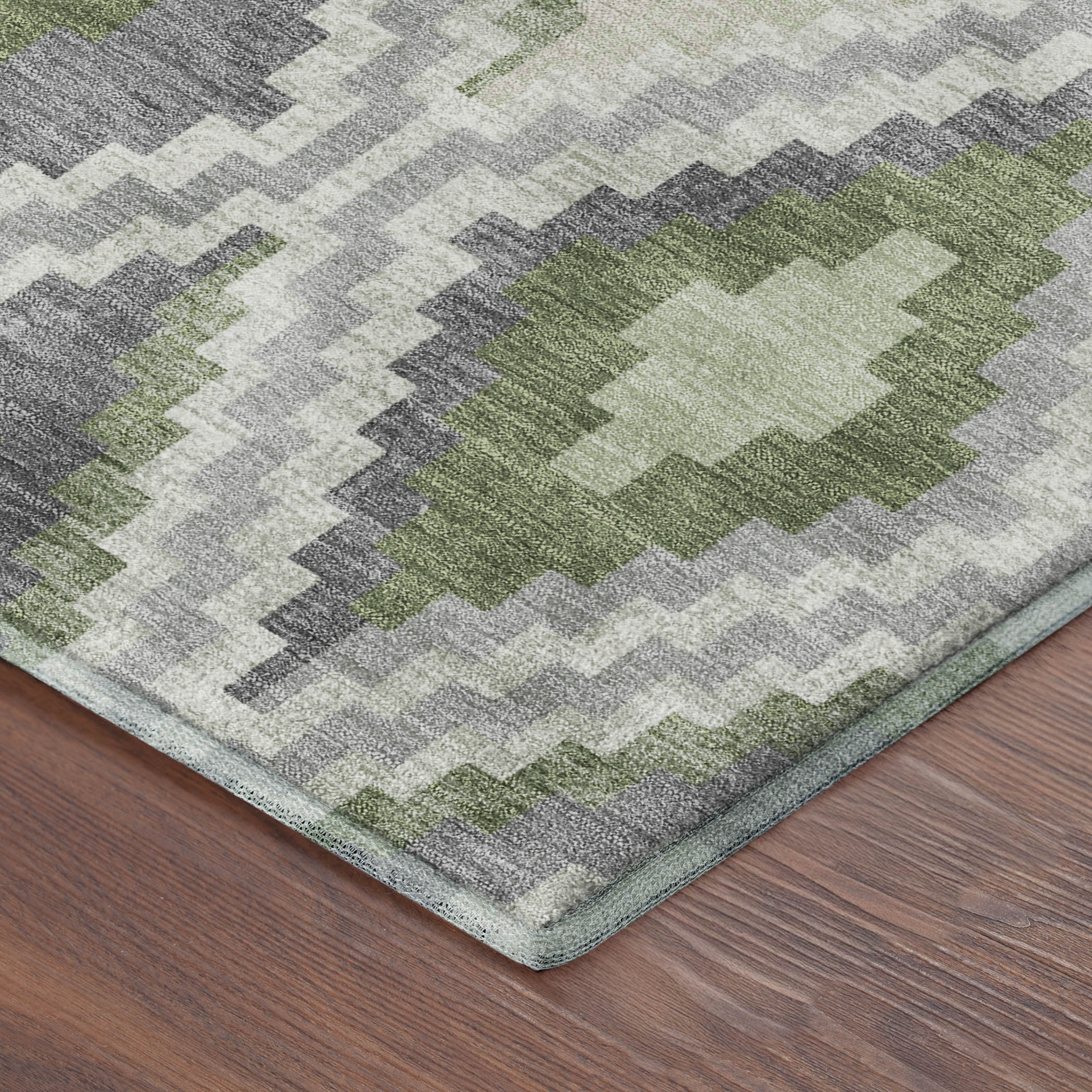 Kathmandu Machine Washable Transitional Fern Green Rug 1'8" x 2'6" #shape_Rectangle