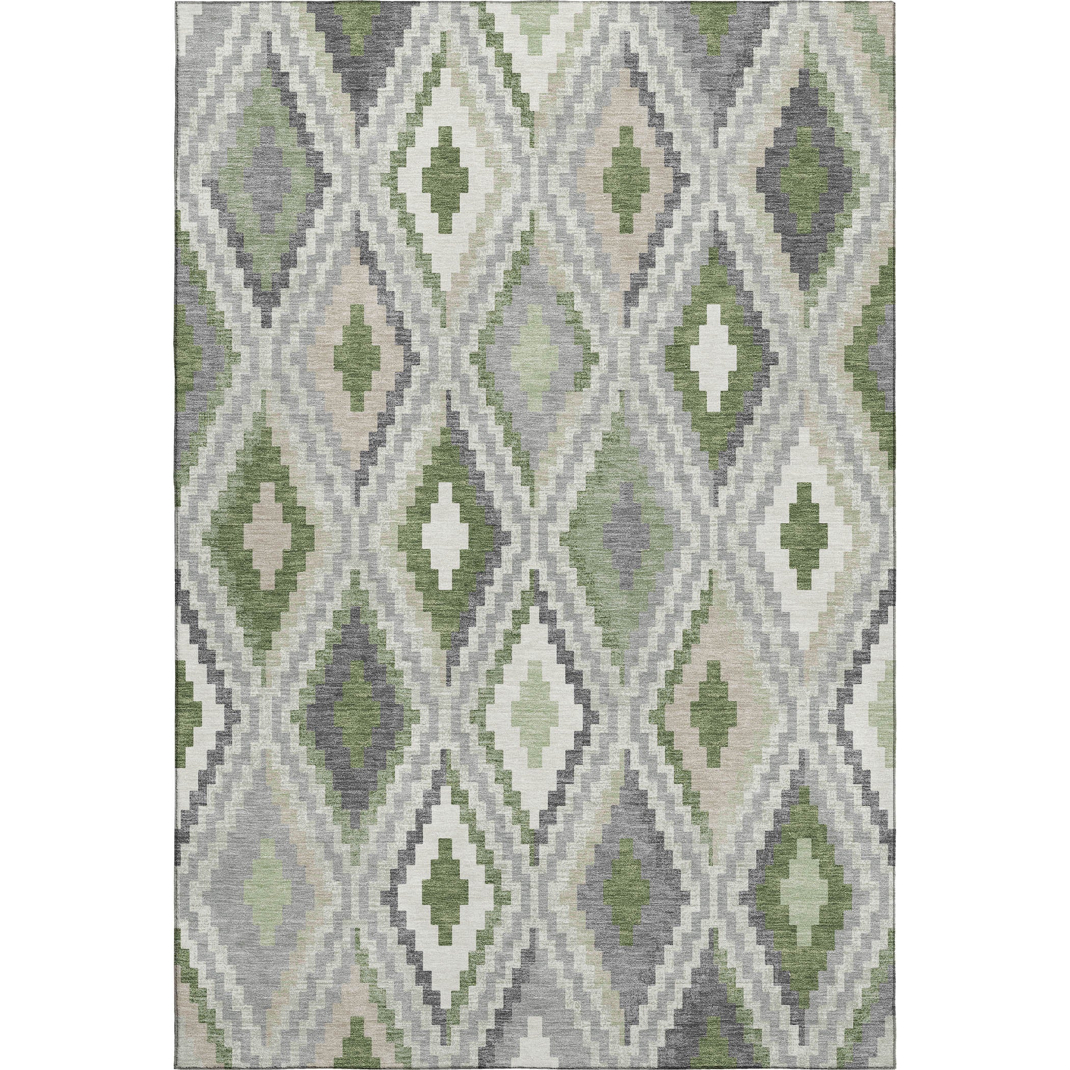 Kathmandu Machine Washable Transitional Fern Green Rug 3' x 5' #shape_Rectangle
